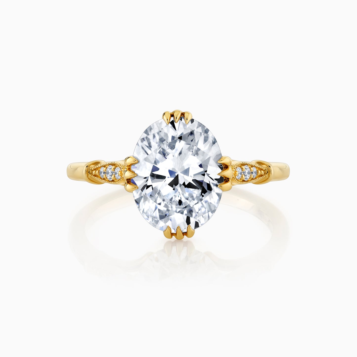 14K White Gold Vintage Inspired Oval Diamond Engagement Ring
