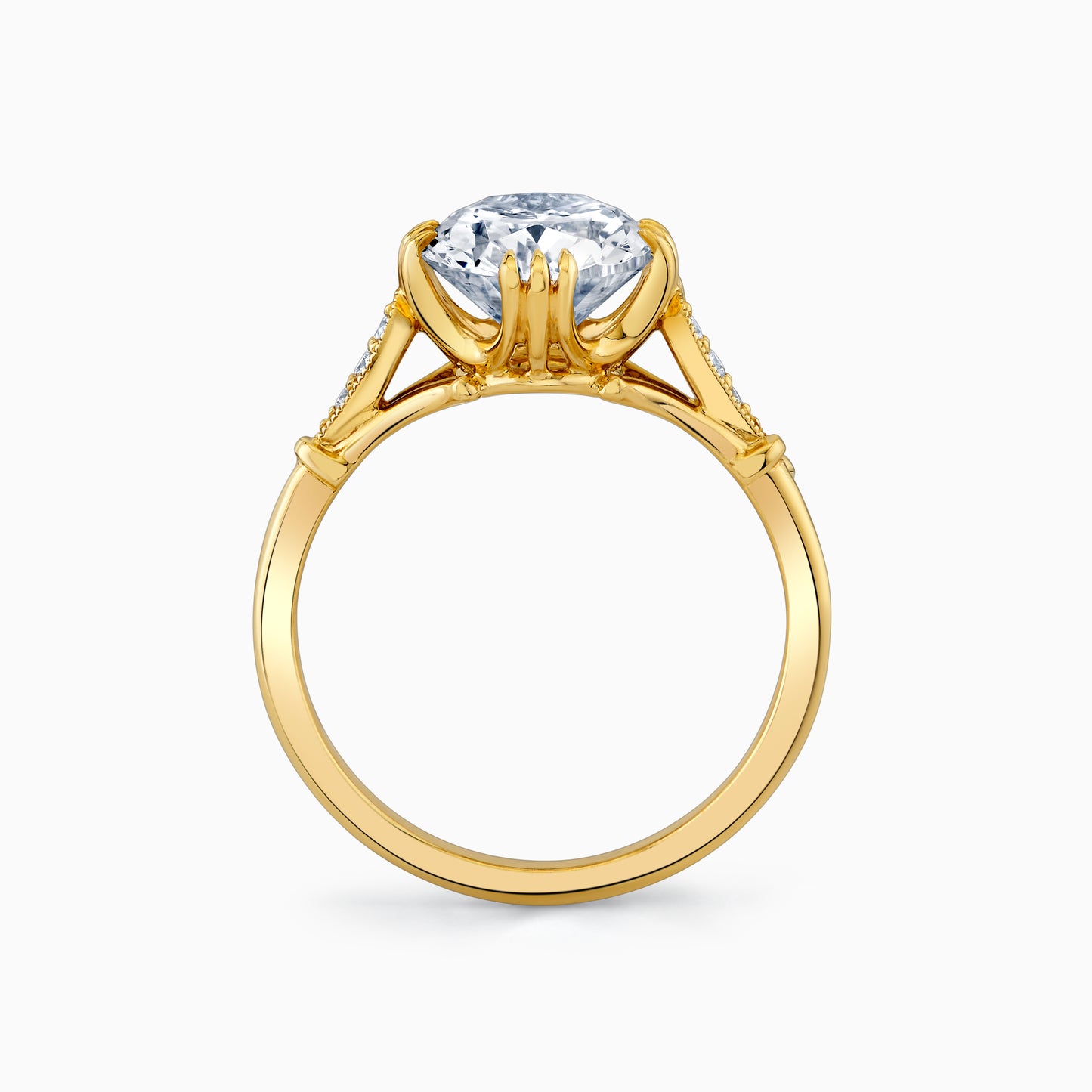 14K White Gold Vintage Inspired Oval Diamond Engagement Ring