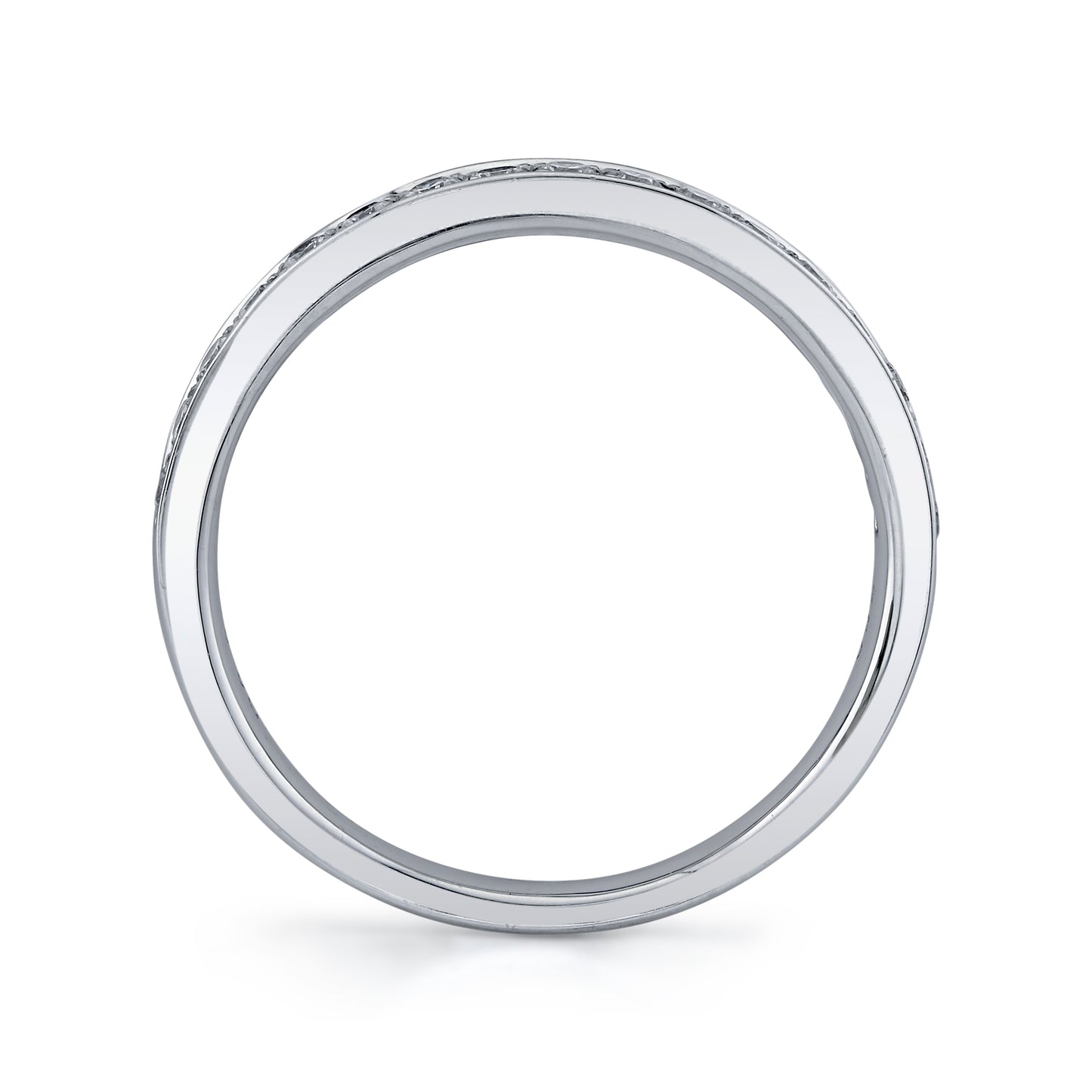 14K White Gold Beaded Channel Diamond Ring