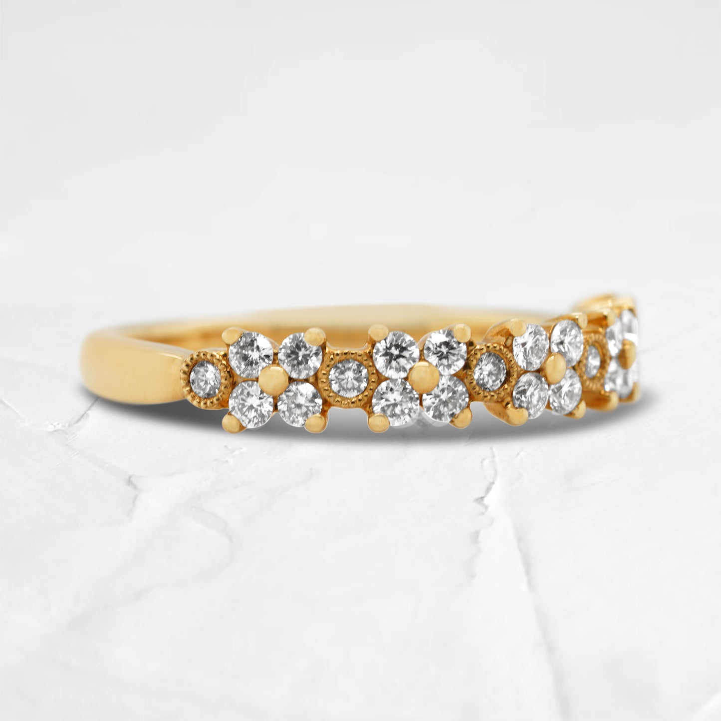18K Yellow Gold Diamond Floral Inspired Wedding Ring (.43ctw)
