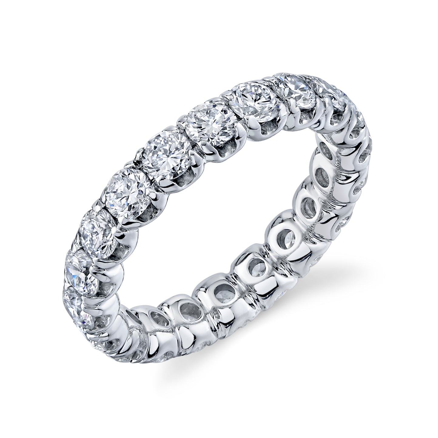 14K White Gold Round Diamond Buttercup Eternity Ring