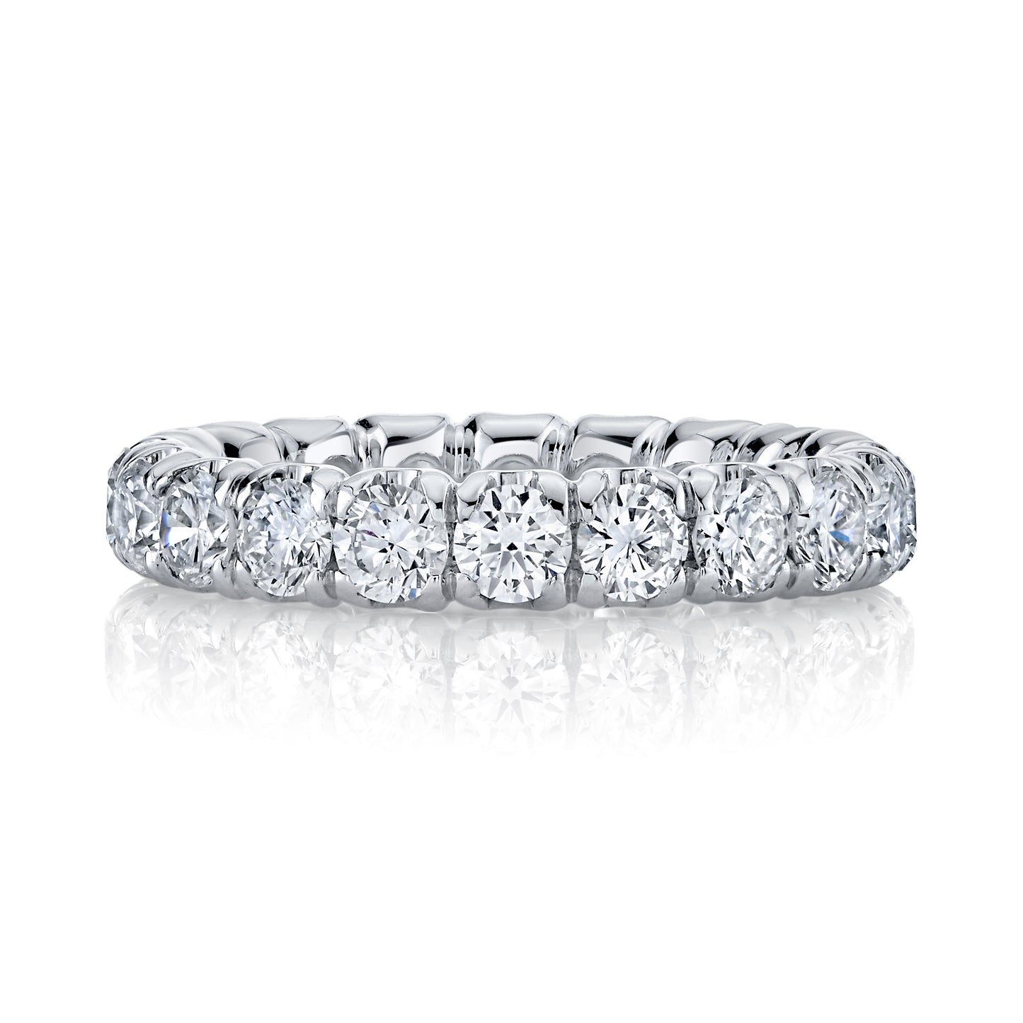 14K White Gold Round Diamond Buttercup Eternity Ring