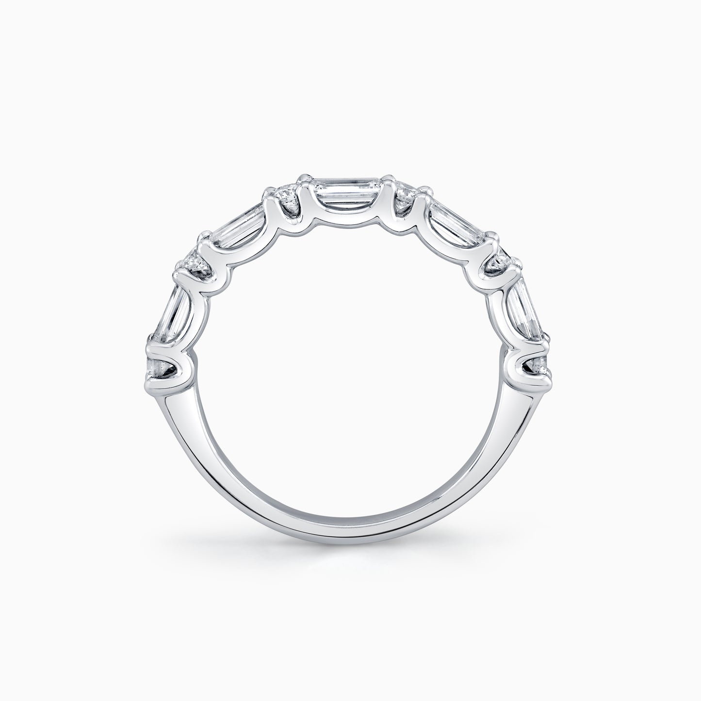 14K White Gold Baguette & Round Diamond Wedding Ring