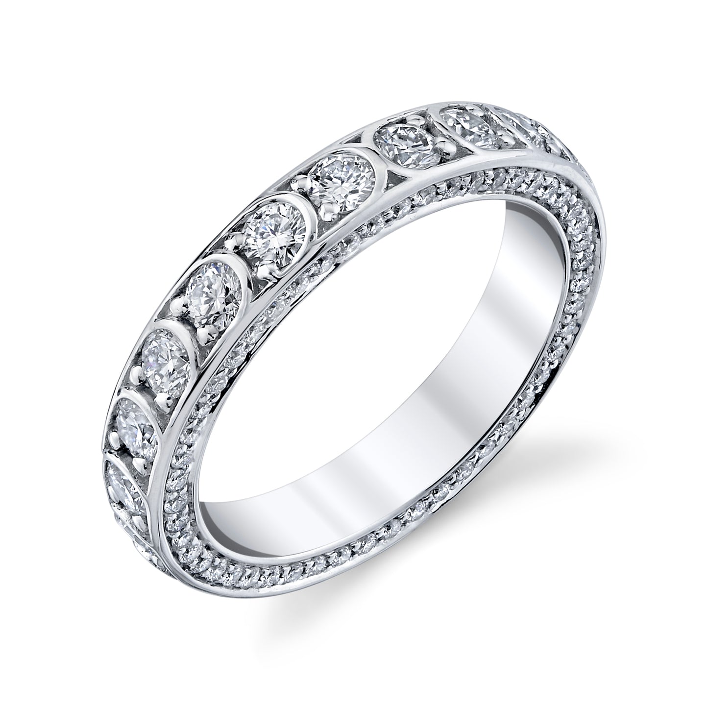 14K White Gold Signature U Channel Diamond Eternity Ring