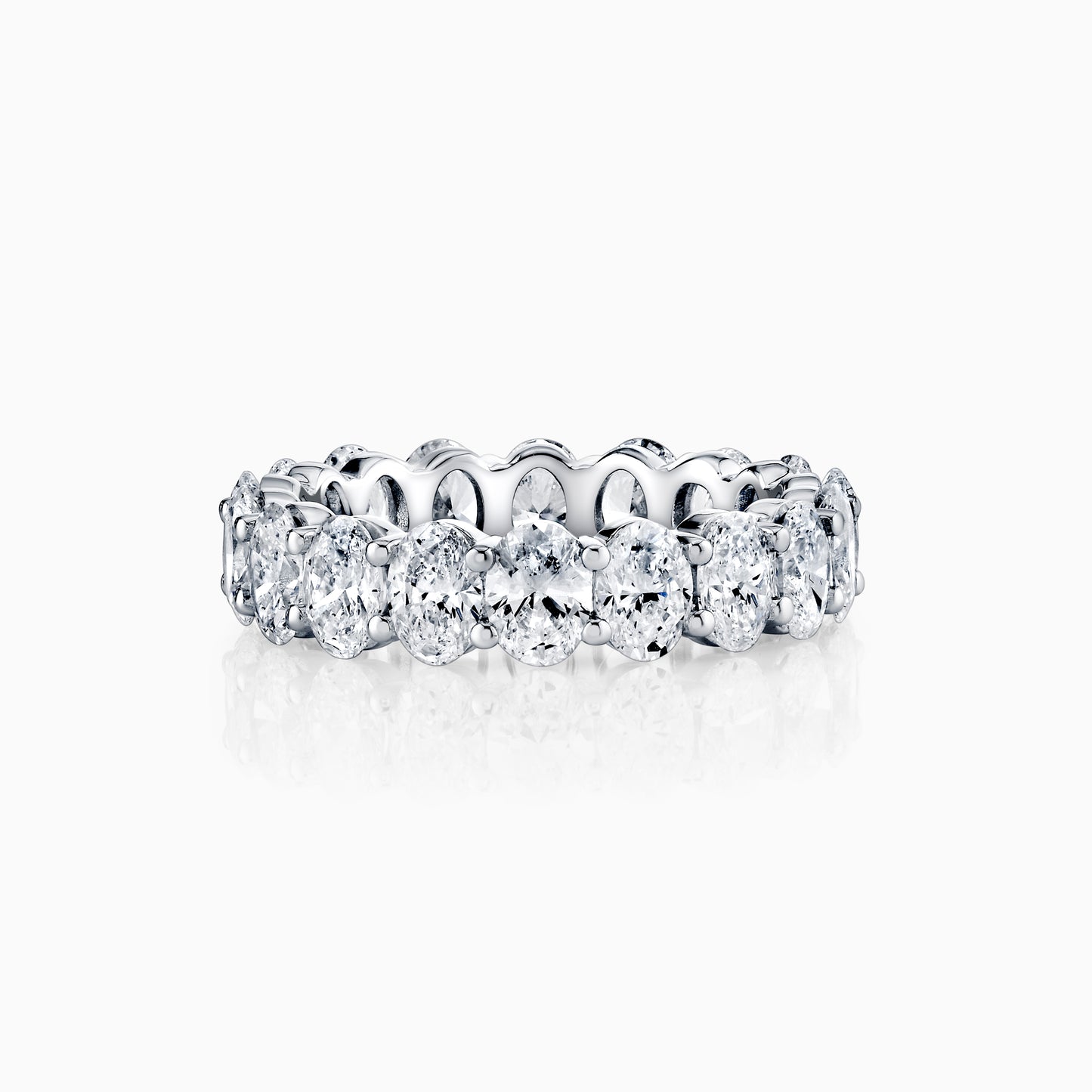 14K White Gold Oval Diamond Eternity Ring