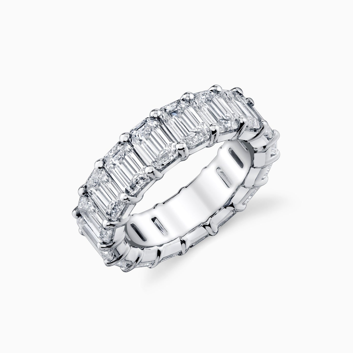 14K White Gold Emerald Cut Eternity Ring