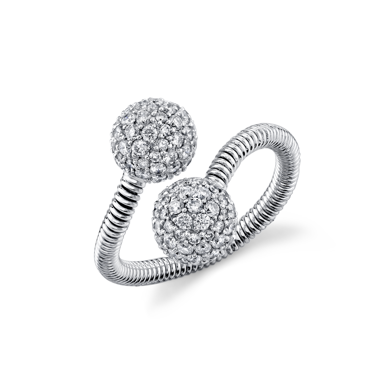 Fashion Ring With Diamond Pave Balls