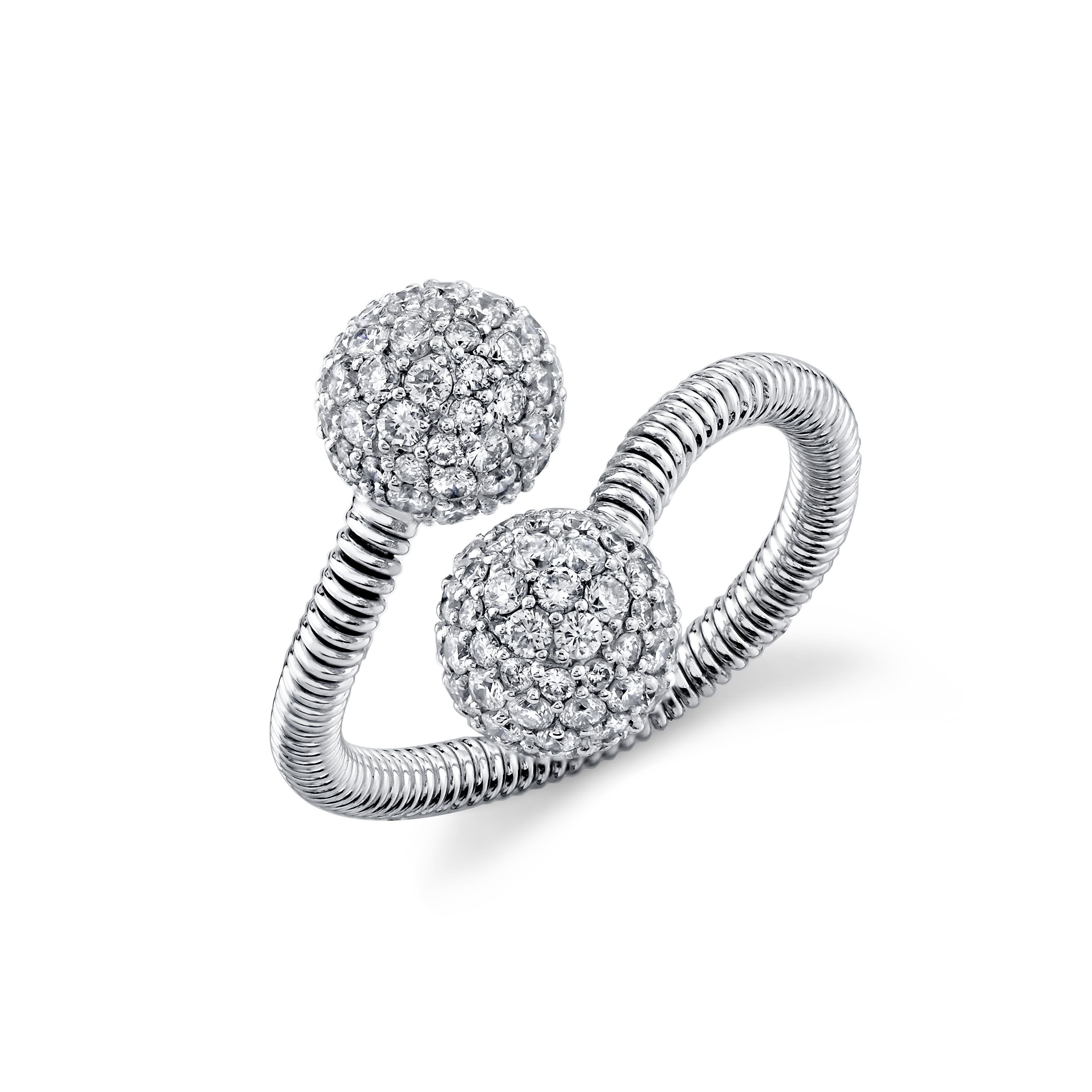 Fashion Ring With Diamond Pave Balls