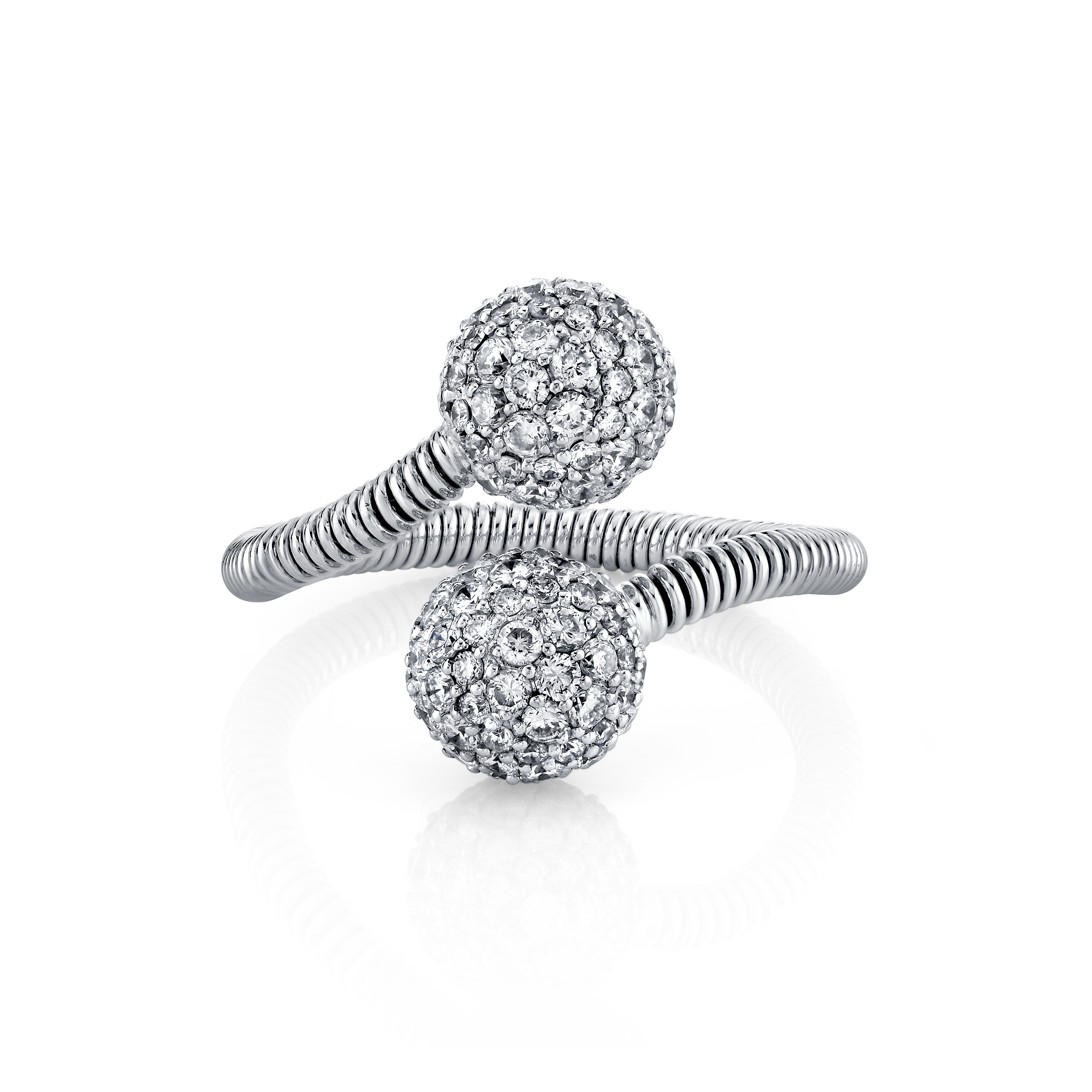 Fashion Ring With Diamond Pave Balls