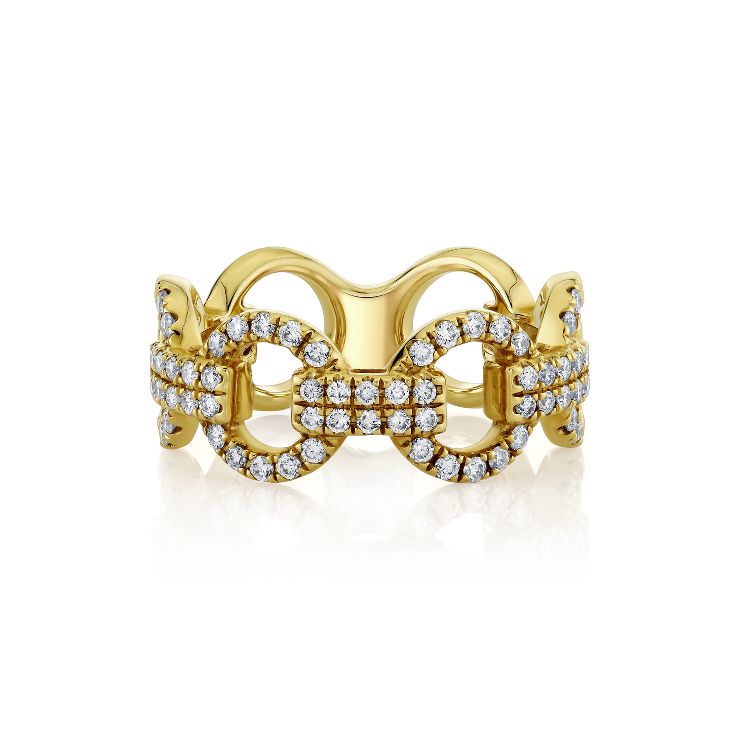 Interlocking Pave Diamond Fashion Ring