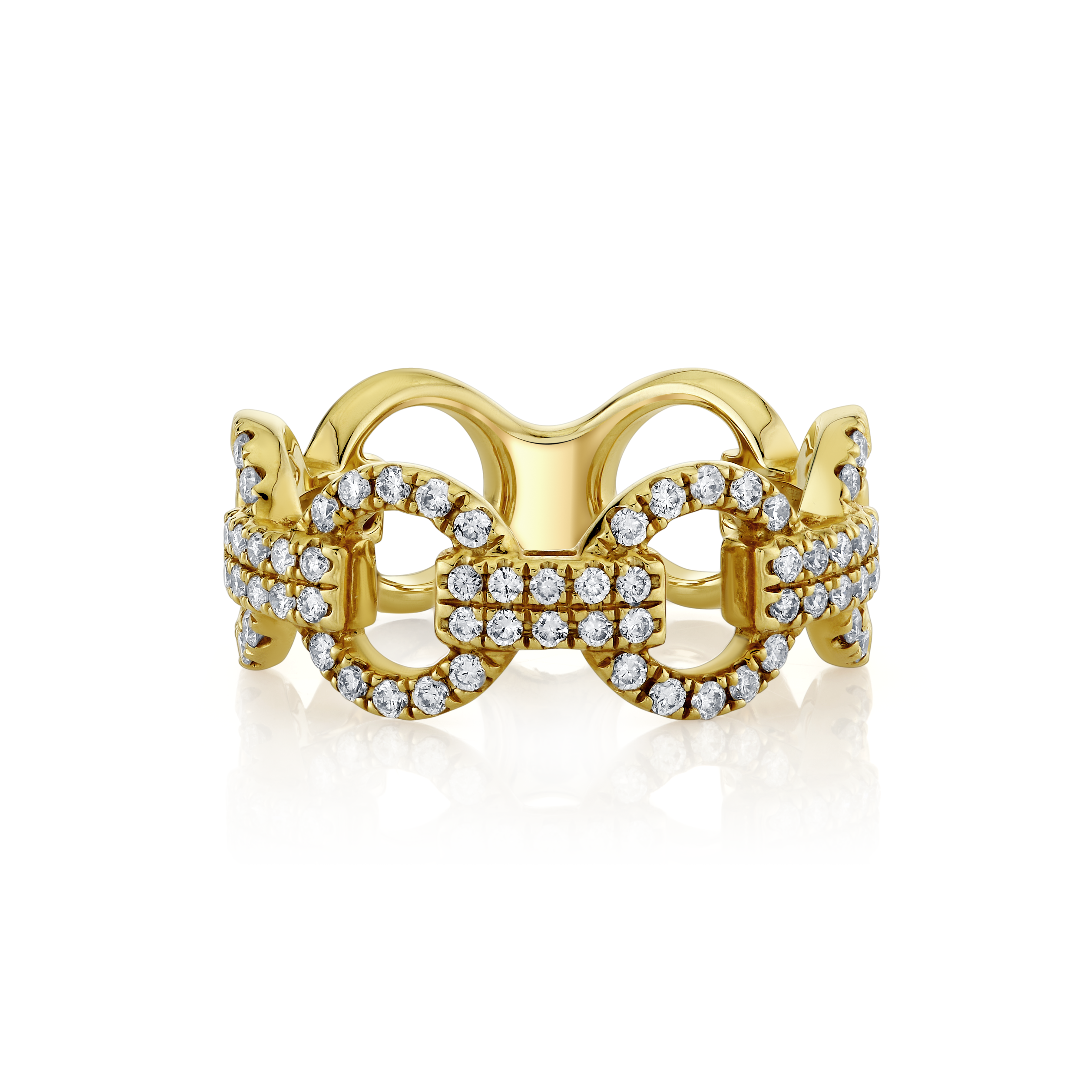 Interlocking Pave Diamond Fashion Ring