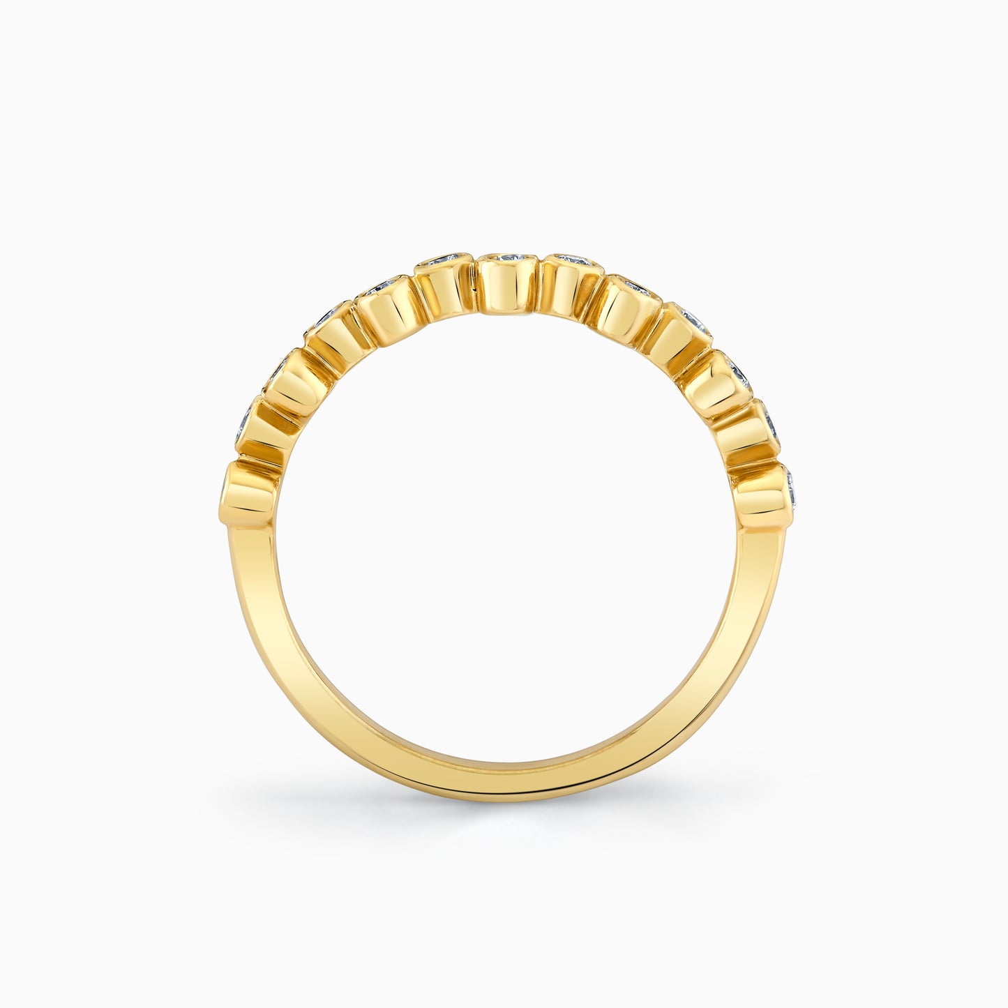 14K Yellow Gold Bezel Diamond Scatter Ring