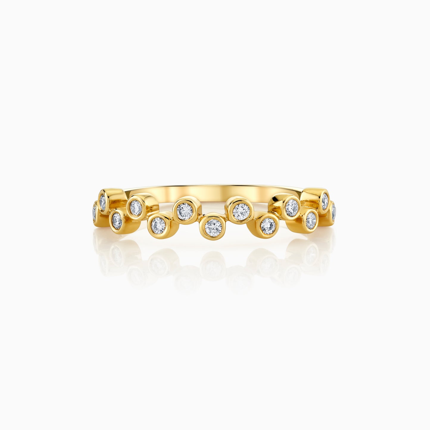 14K Yellow Gold Bezel Diamond Scatter Ring