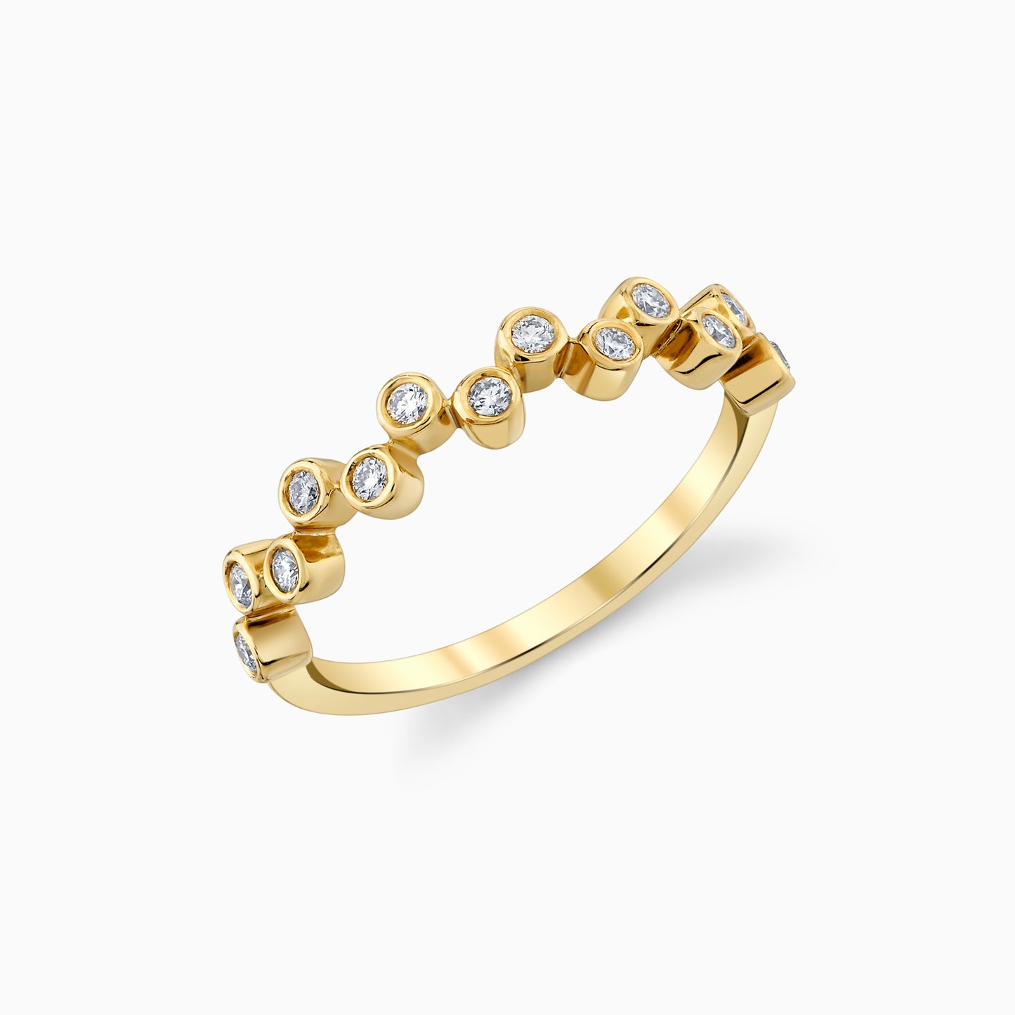 14K Yellow Gold Bezel Diamond Scatter Ring