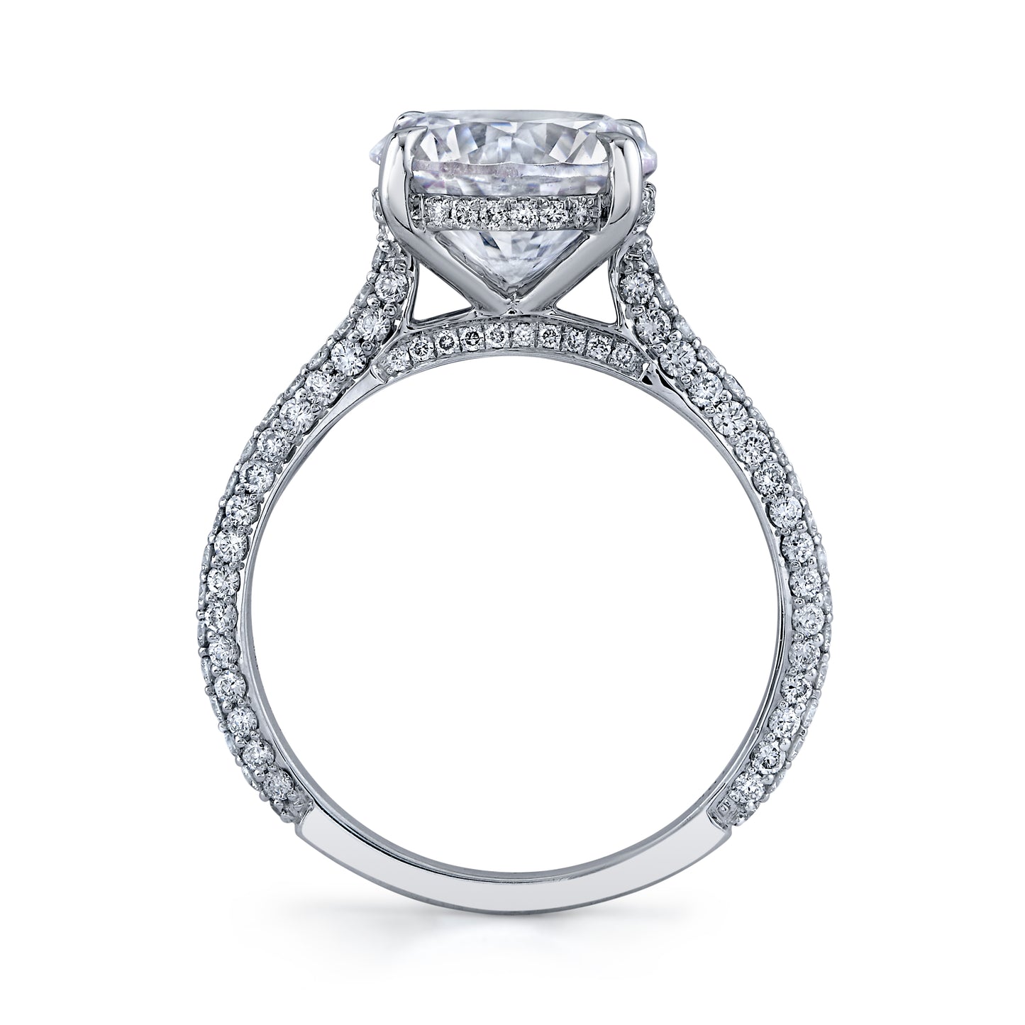 14K White Gold Signature Petite Three-Sized Pave Engagement Ring