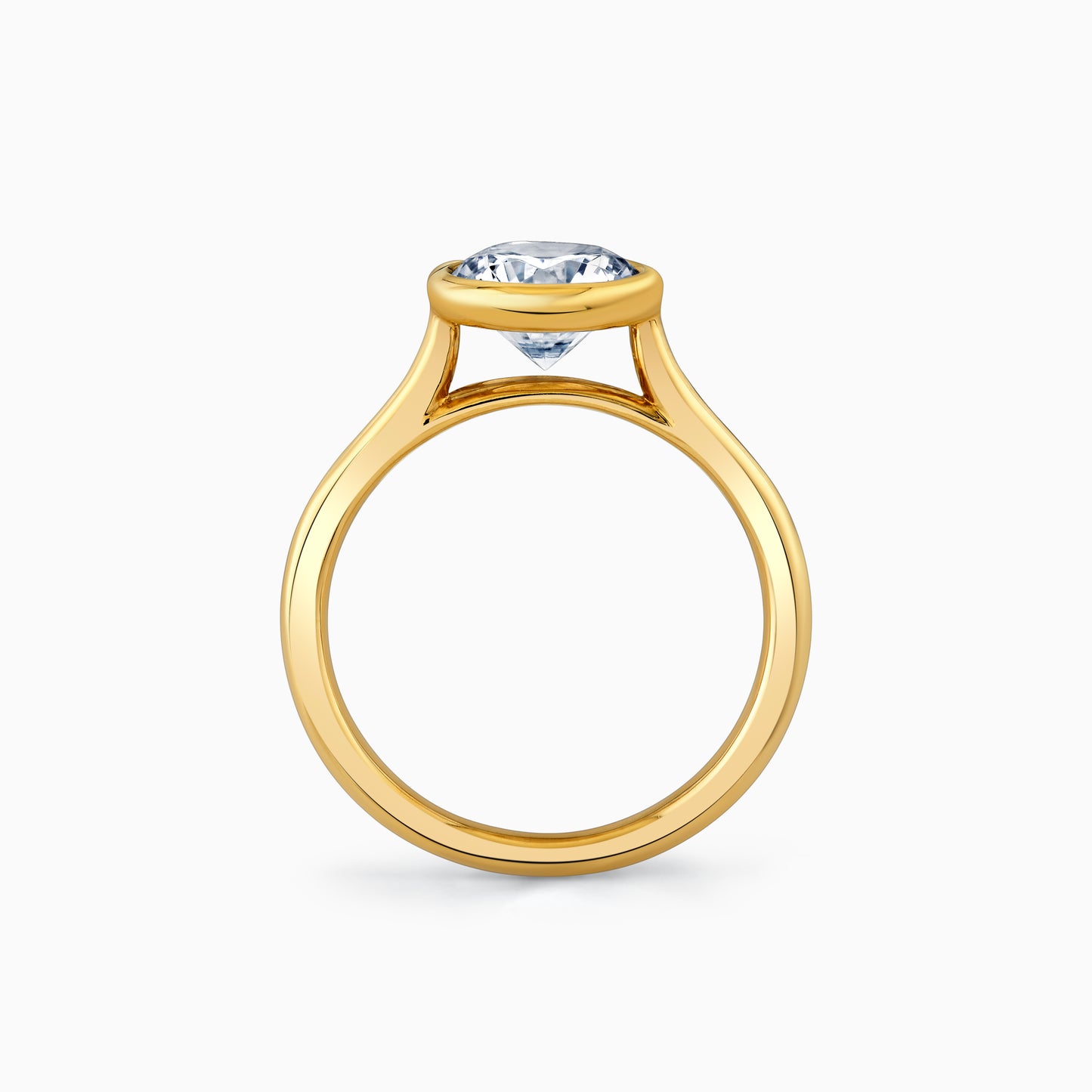 14K Yellow Gold Round Diamond Bezel Set Solitaire Engagement Ring
