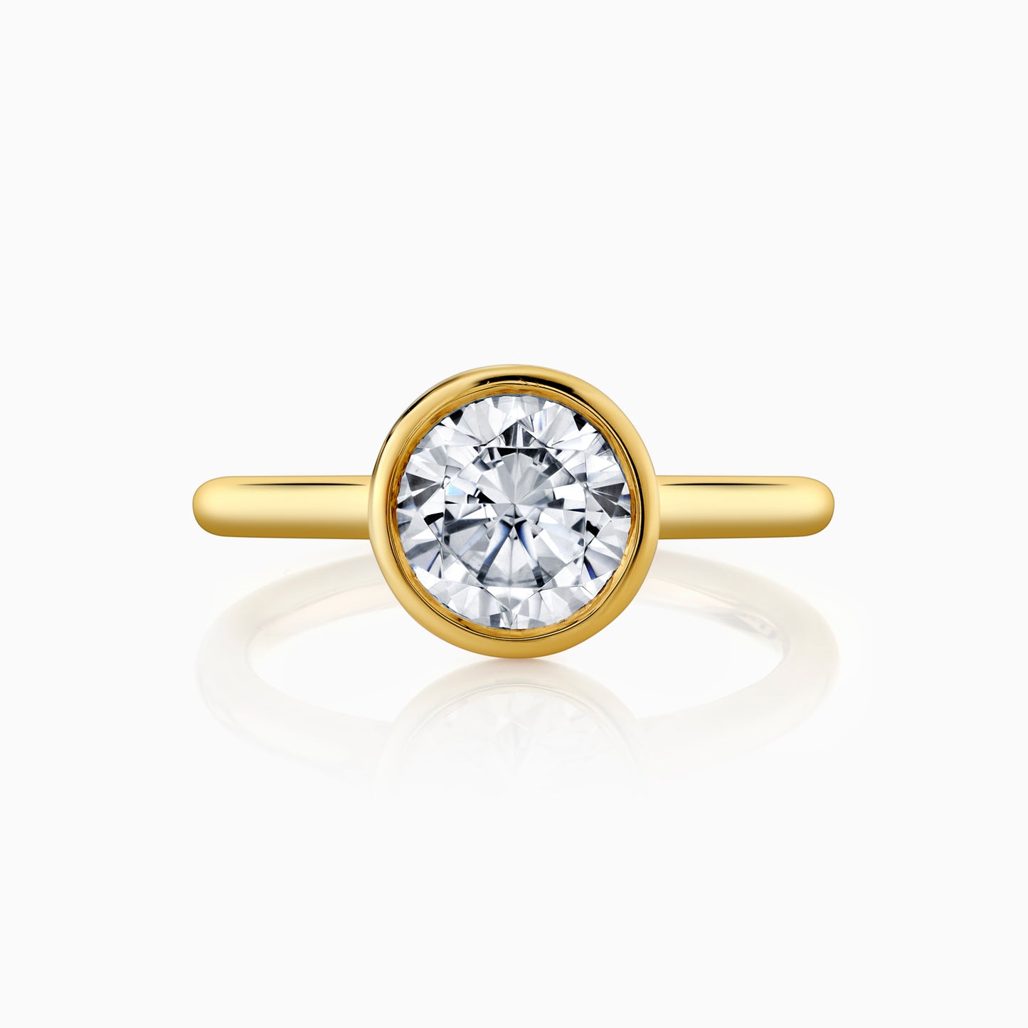 14K Yellow Gold Round Diamond Bezel Set Solitaire Engagement Ring