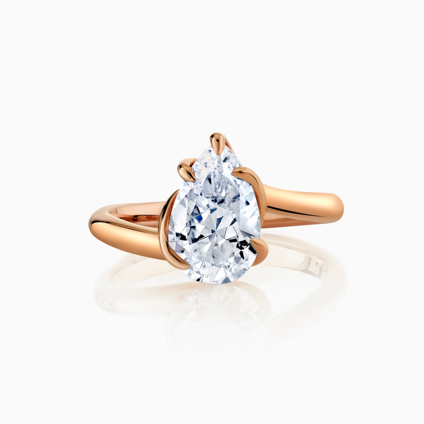 14K Rose Gold Pear Shape Freeform Solitaire Engagement Ring