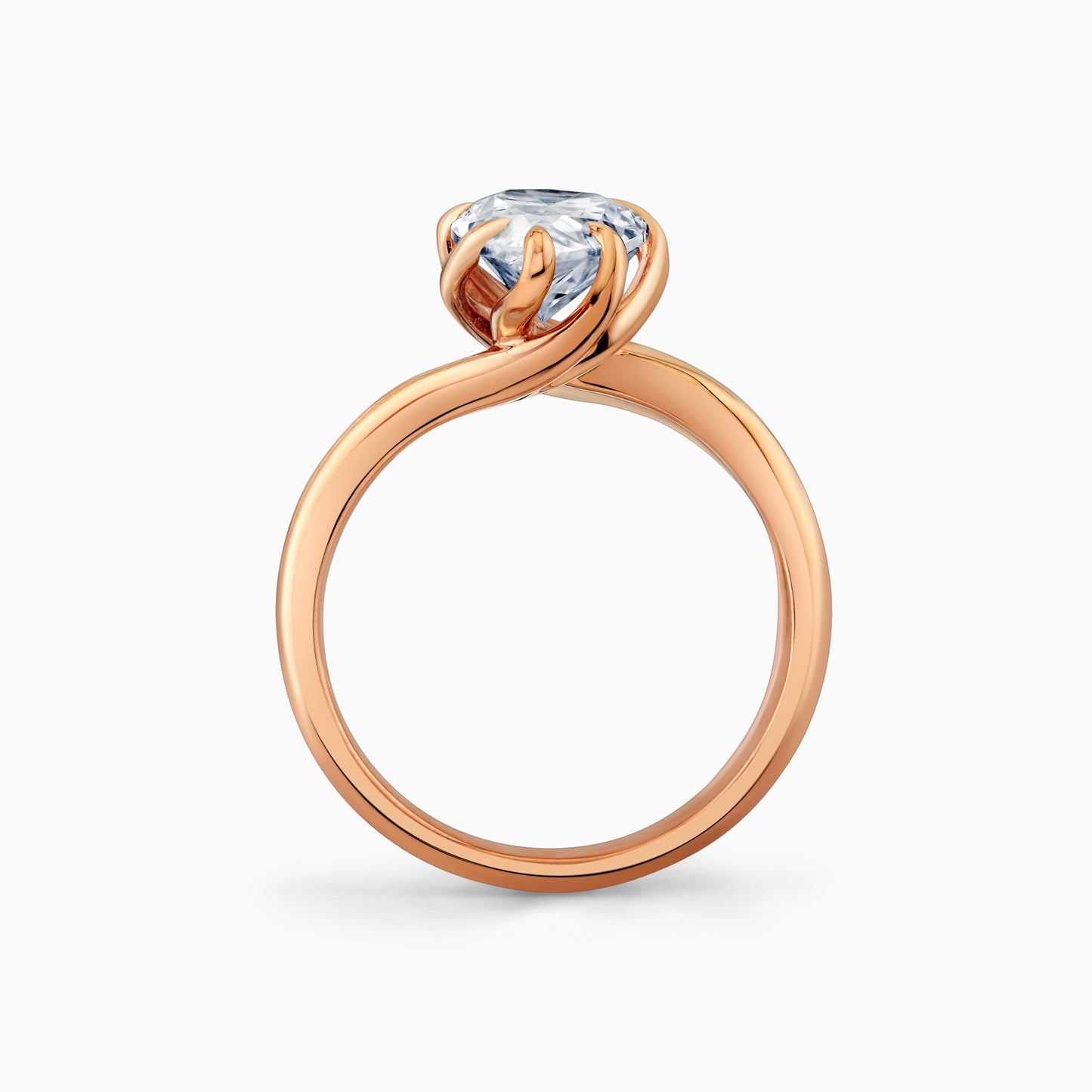 14K Rose Gold Pear Shape Freeform Solitaire Engagement Ring