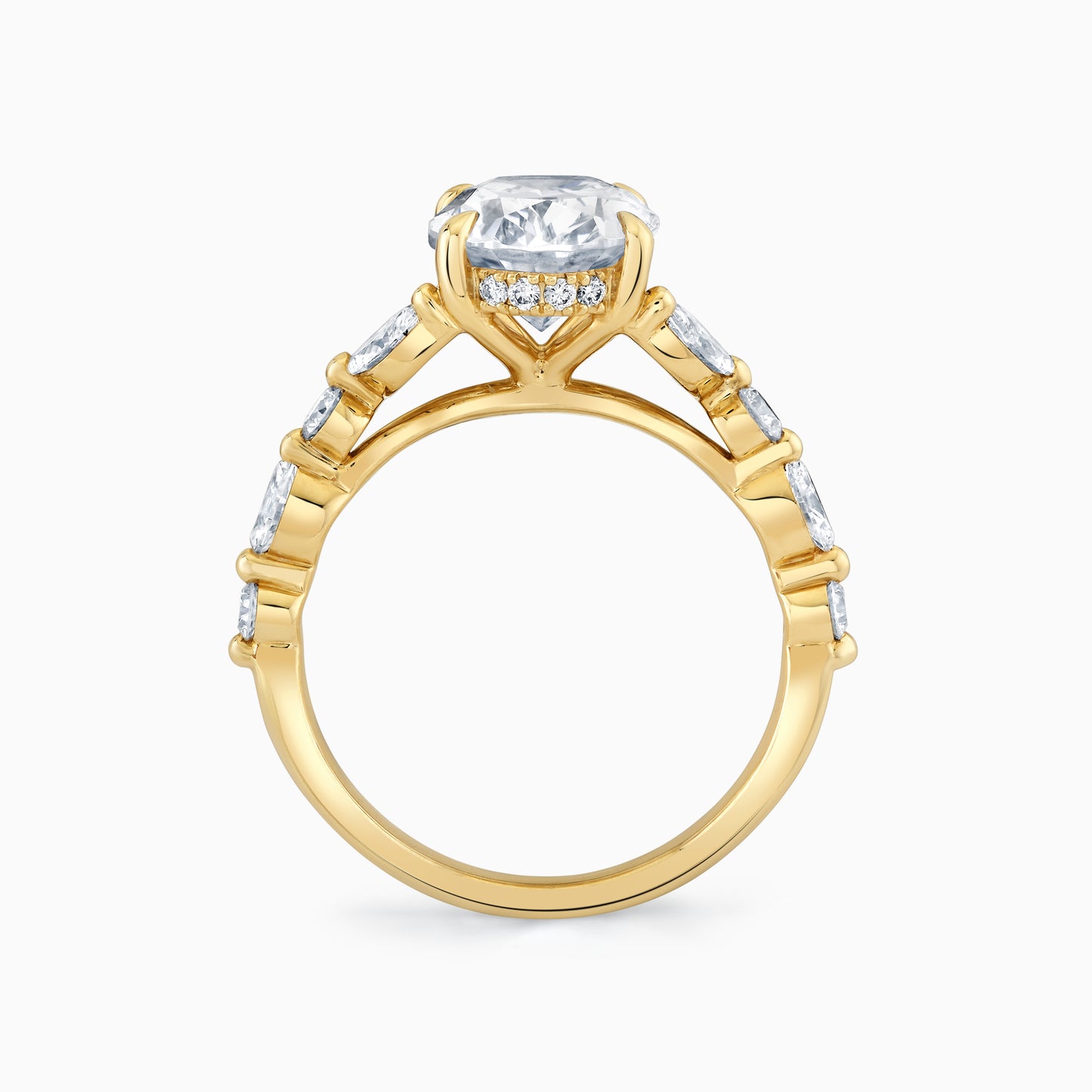 14K Yellow Gold Oval Diamond Floral Inspired Engagement Ring
