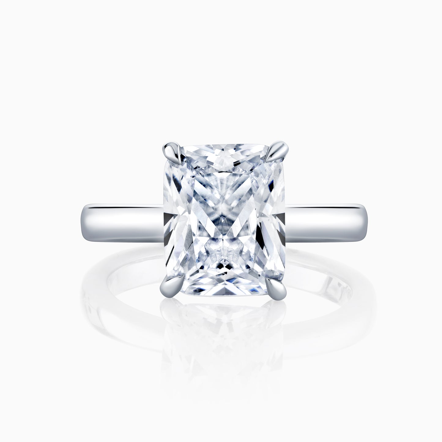 14K White Gold Radiant Cut Diamond Solitaire With Peek-a-Boo Diamonds