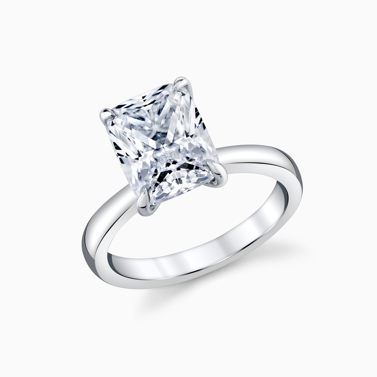 14K White Gold Radiant Cut Diamond Solitaire With Peek-a-Boo Diamonds