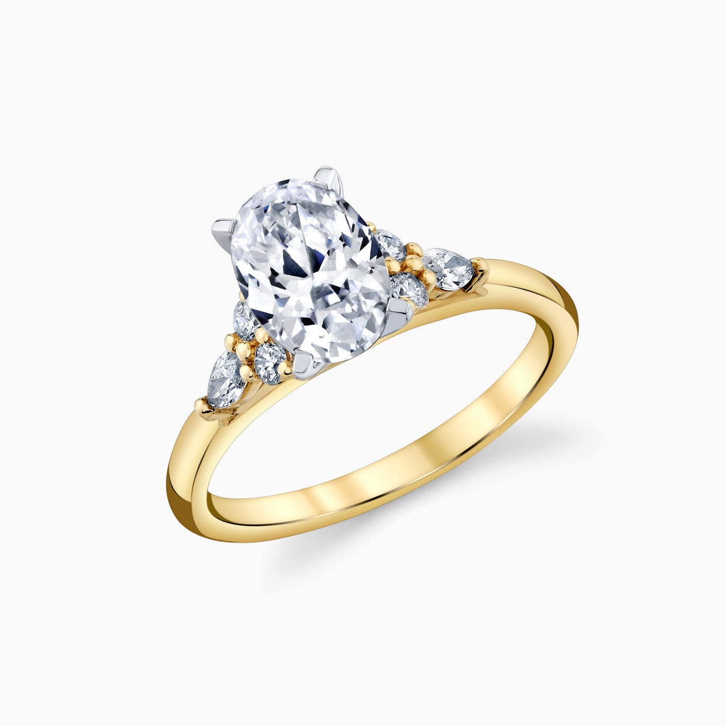14K Yellow Gold Oval Diamond Vintage Inspired Engagement Ring