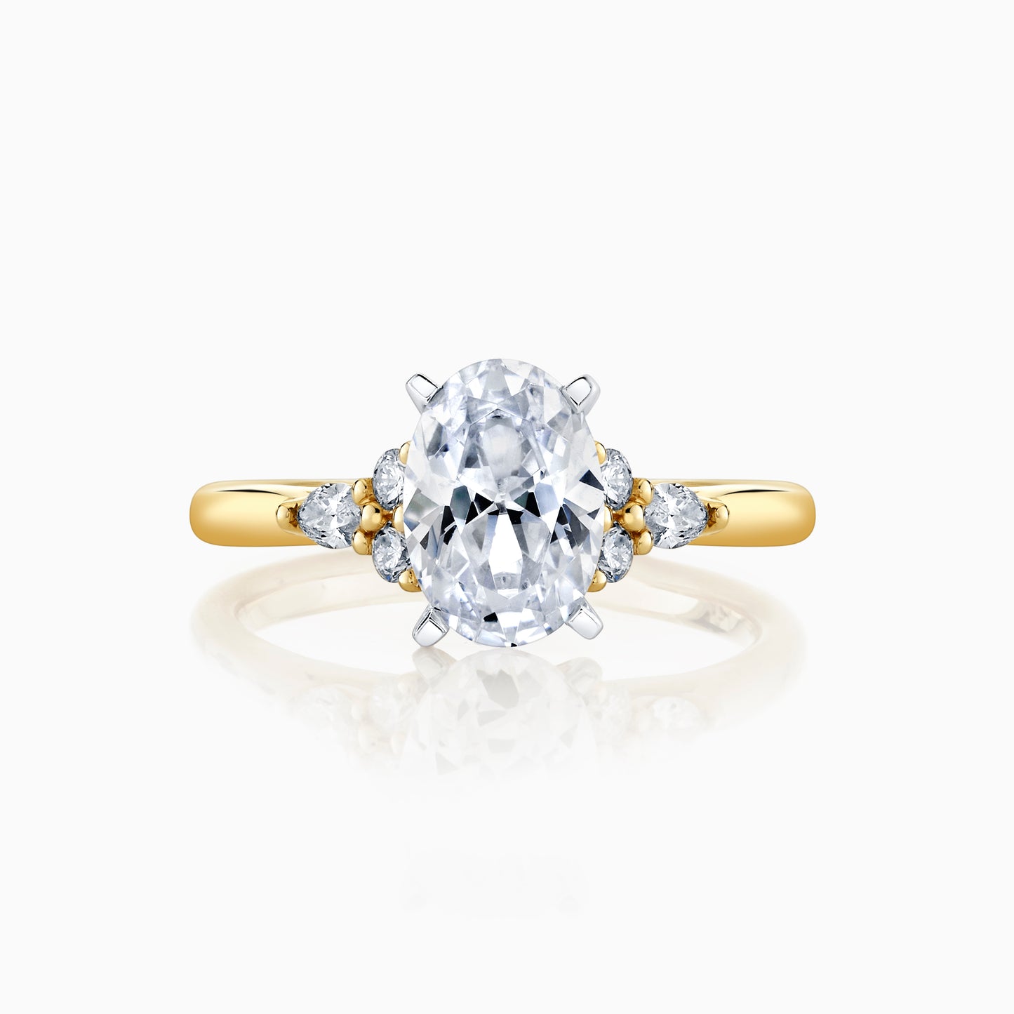 14K Yellow Gold Oval Diamond Vintage Inspired Engagement Ring