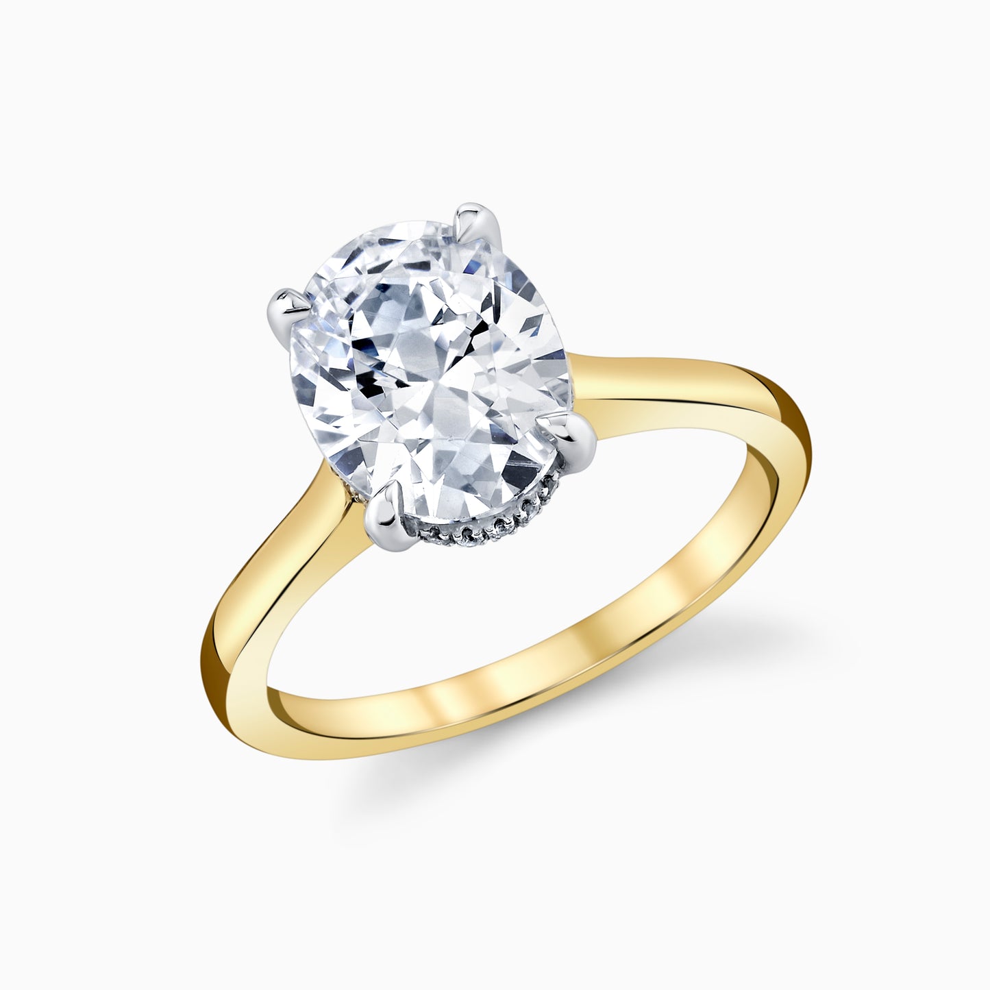 14K Yellow Gold Oval Hidden Halo Engagement Ring