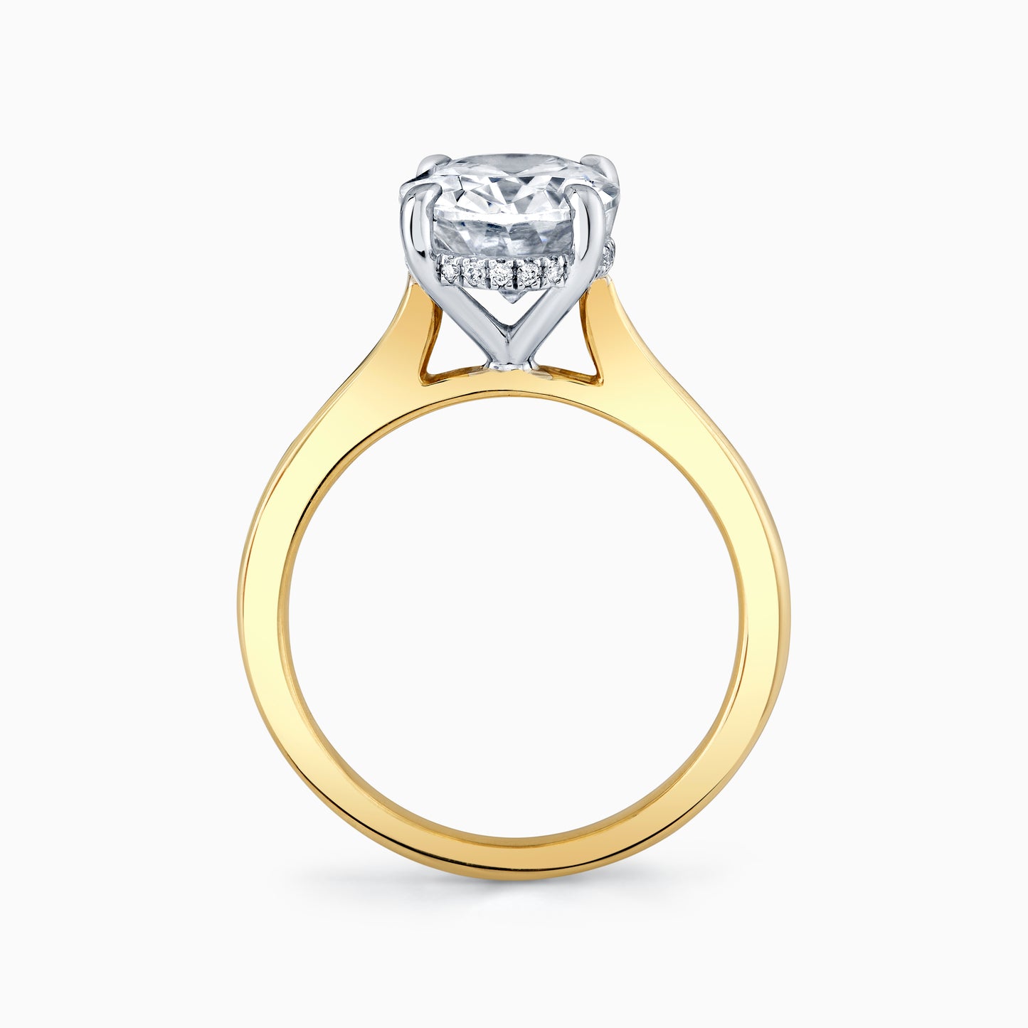 14K Yellow Gold Oval Hidden Halo Engagement Ring