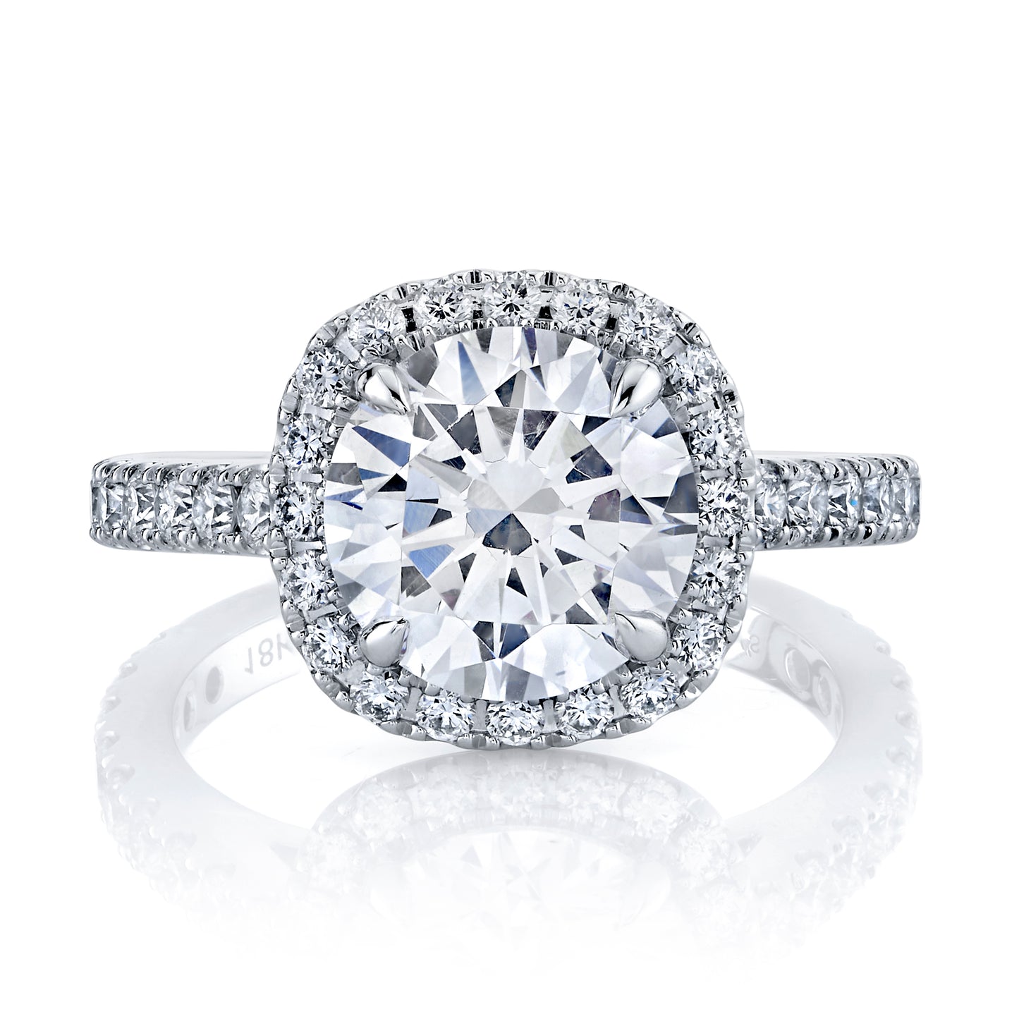 14K White Gold Round Diamond Halo Engagement Ring