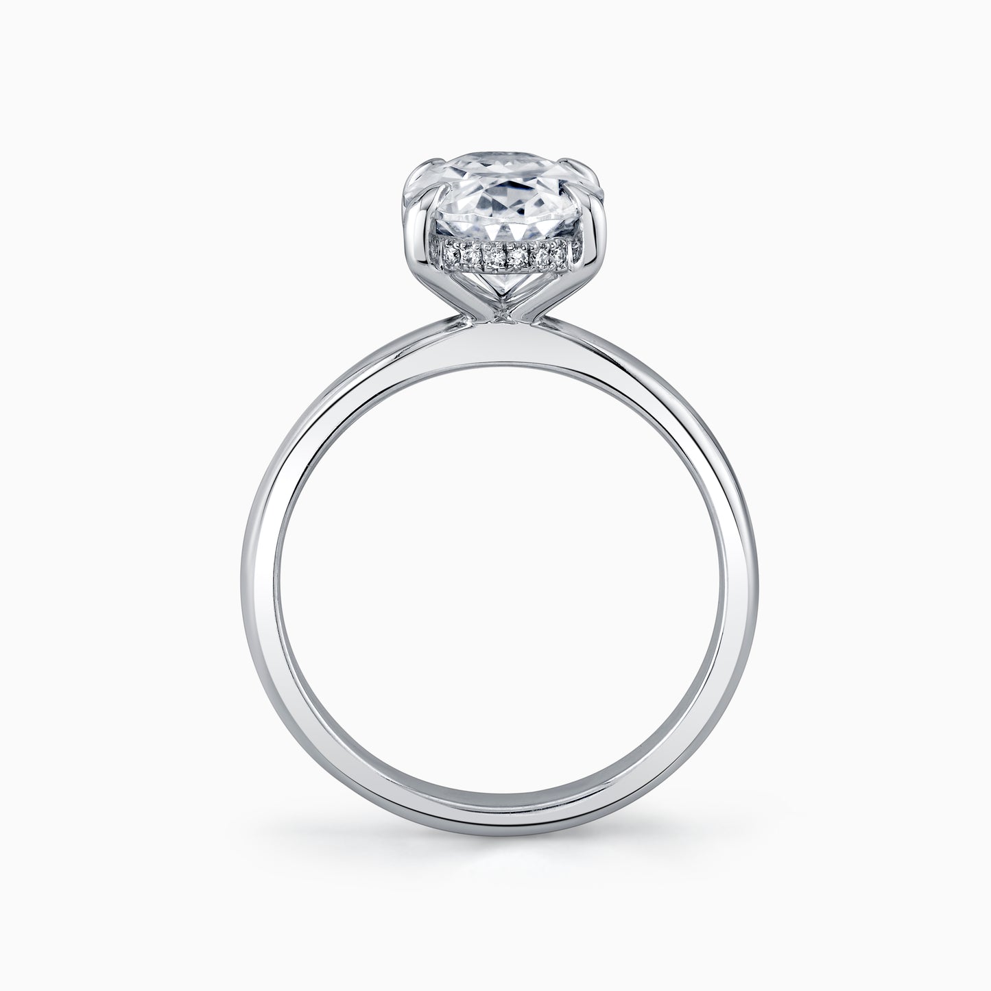 14K White Gold Oval Diamond Hidden Halo Engagement Ring