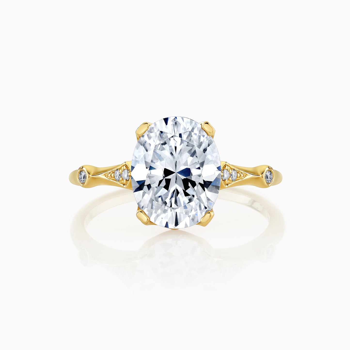 14K Yellow Gold Oval Diamond Engagement Ring With Petite Diamond Accents