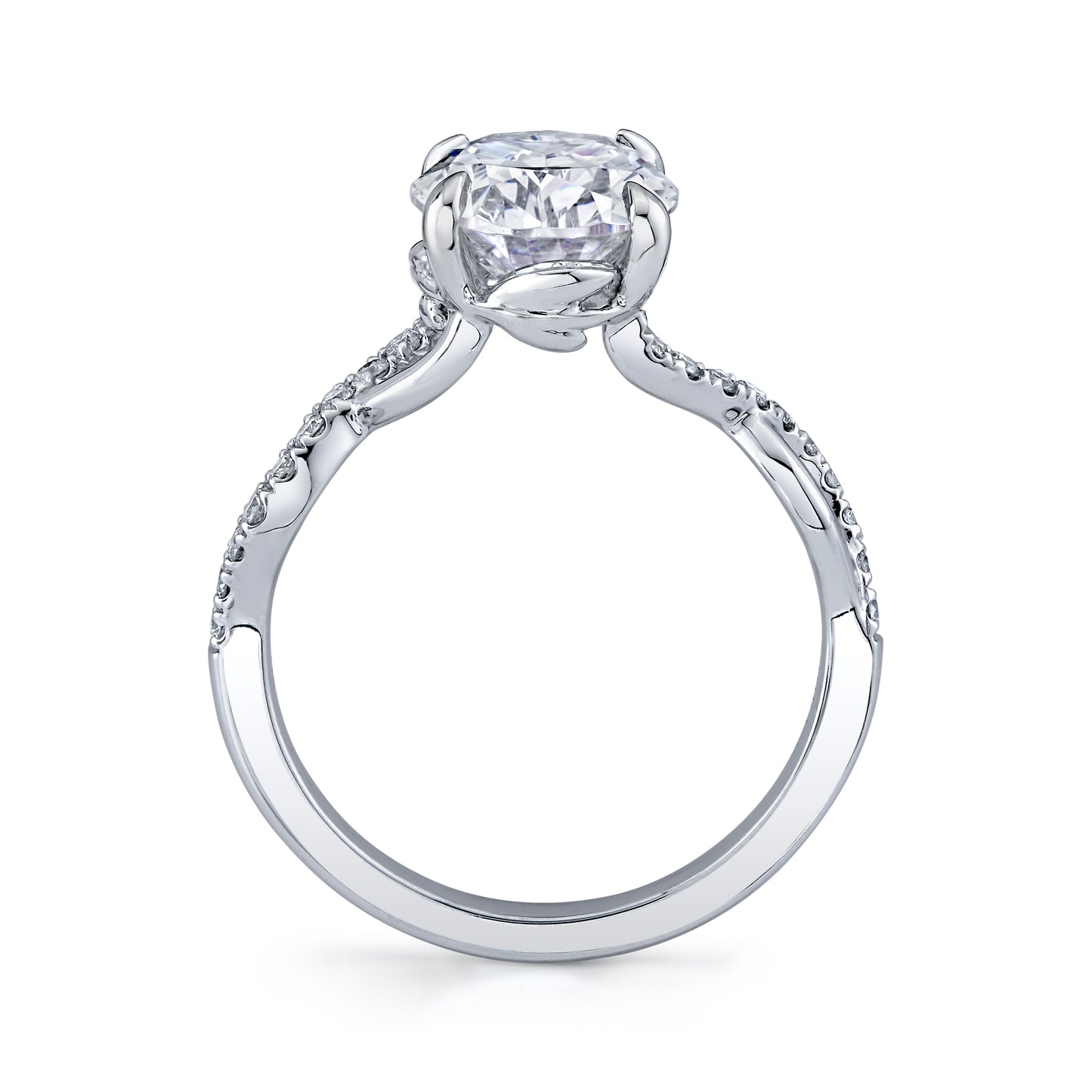 14K White Gold Oval Diamond Twisted Shank Engagement Ring