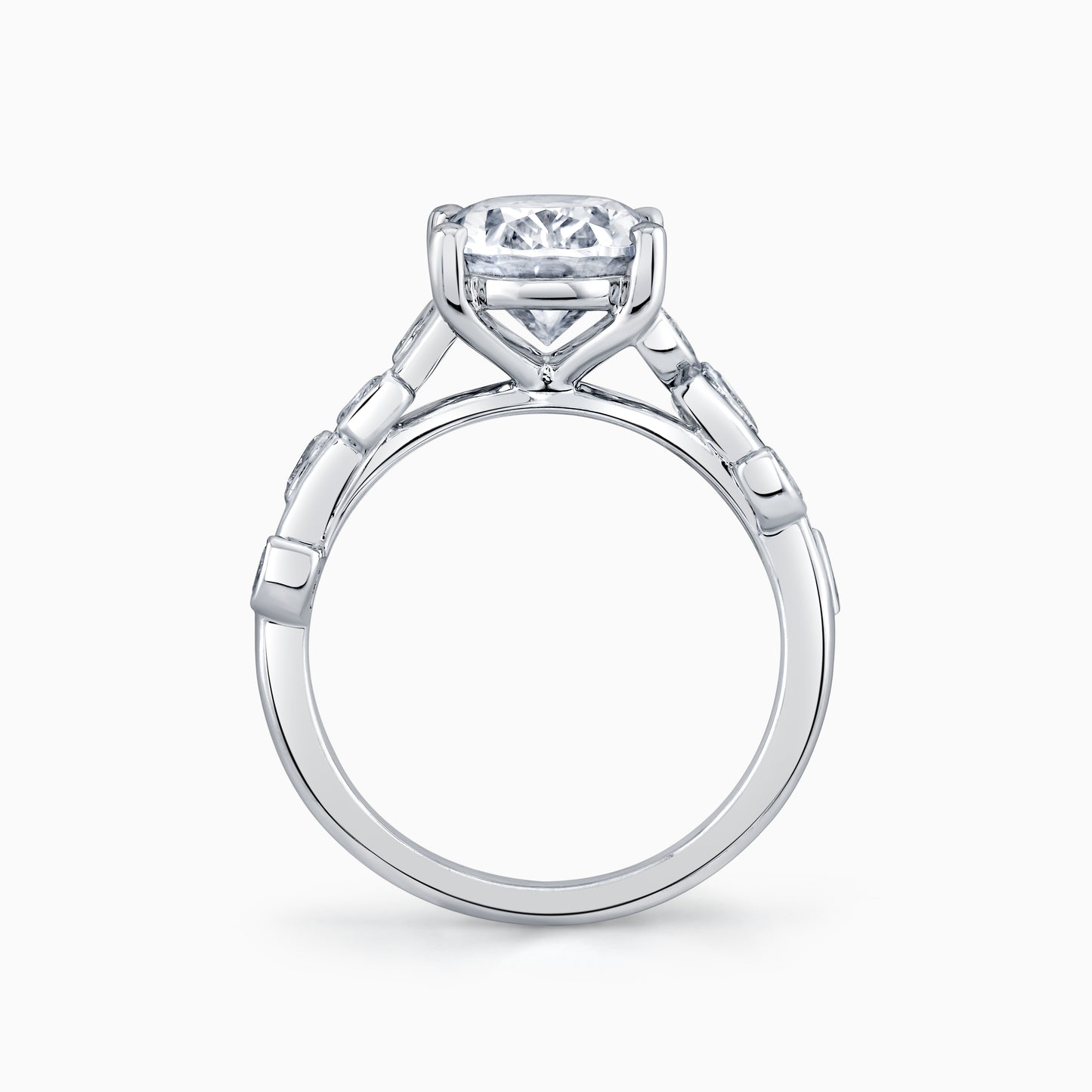 14K White Gold Oval Diamond Vine Inspired Engagement Ring