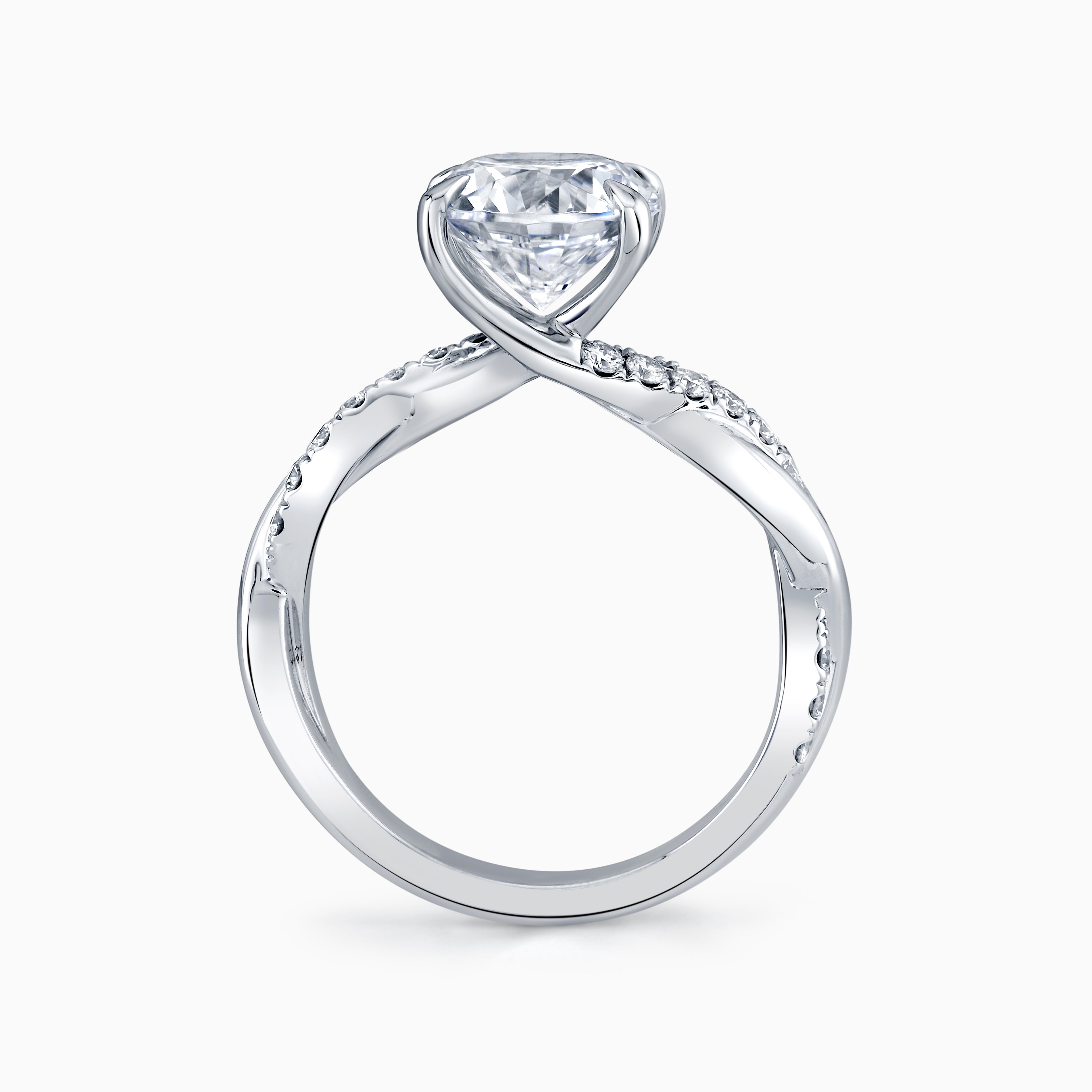 Round Diamond Engagement Ring With Pave Twisted Shank