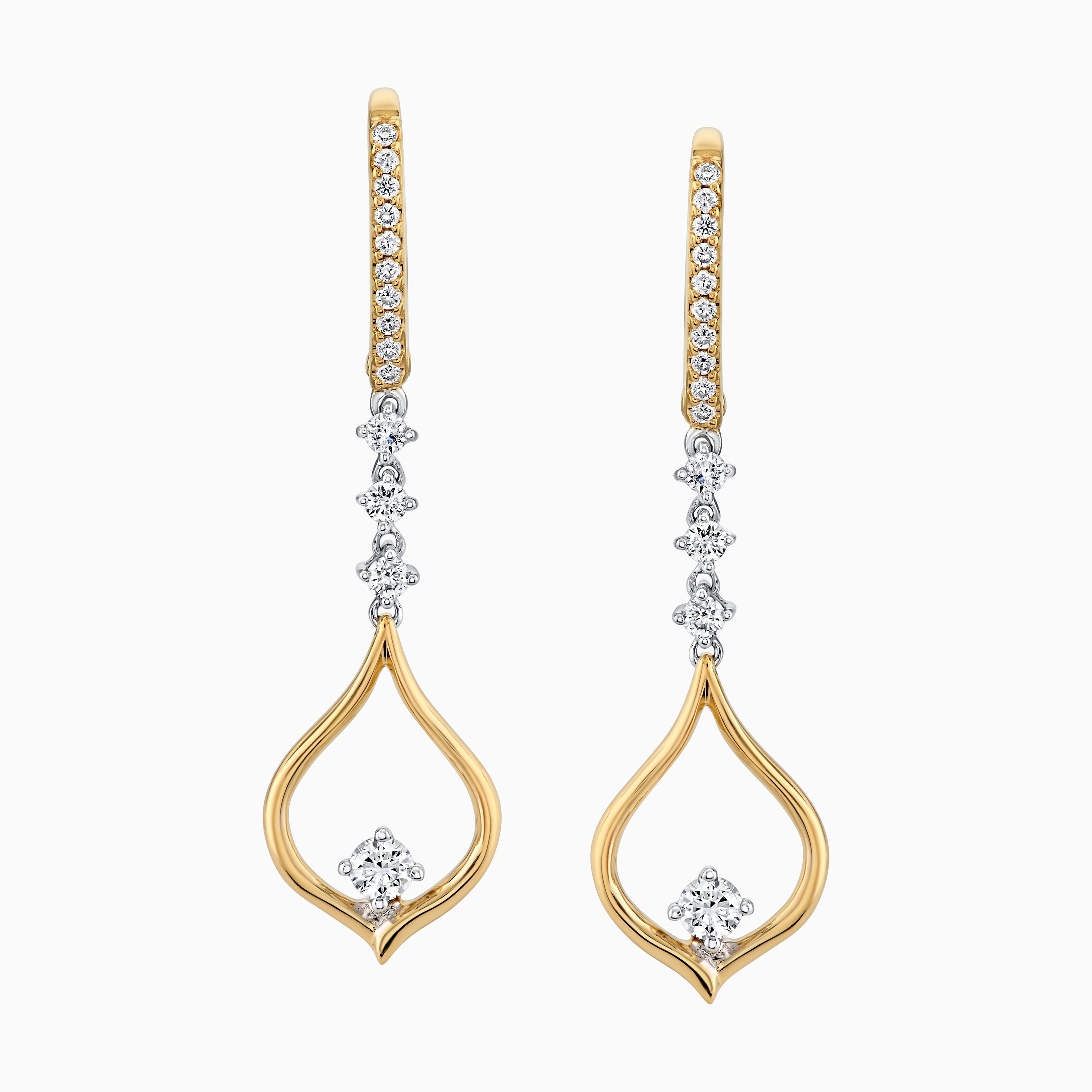 Contemporary Tear Drop Diamond Dangle Earrings