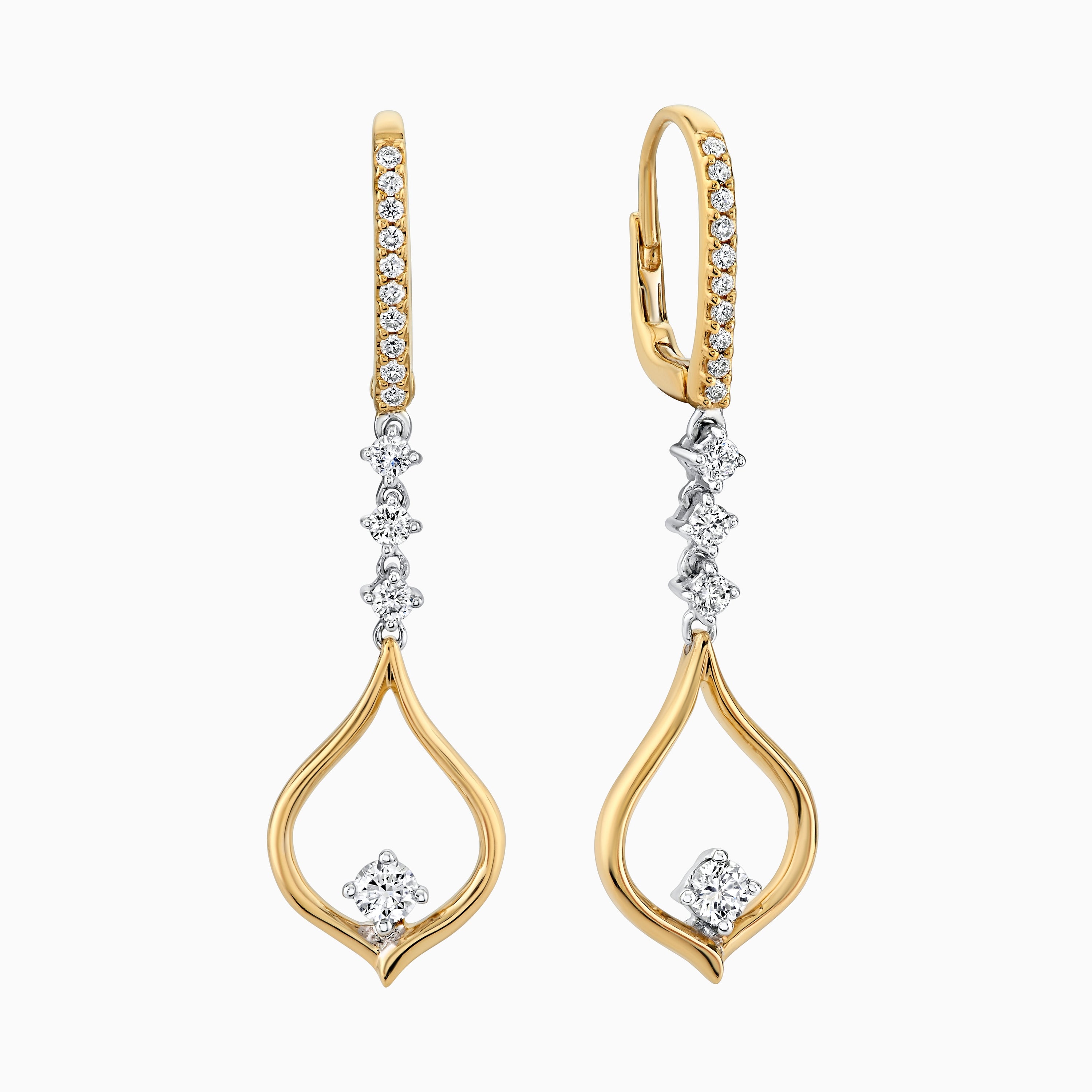 Contemporary Tear Drop Diamond Dangle Earrings