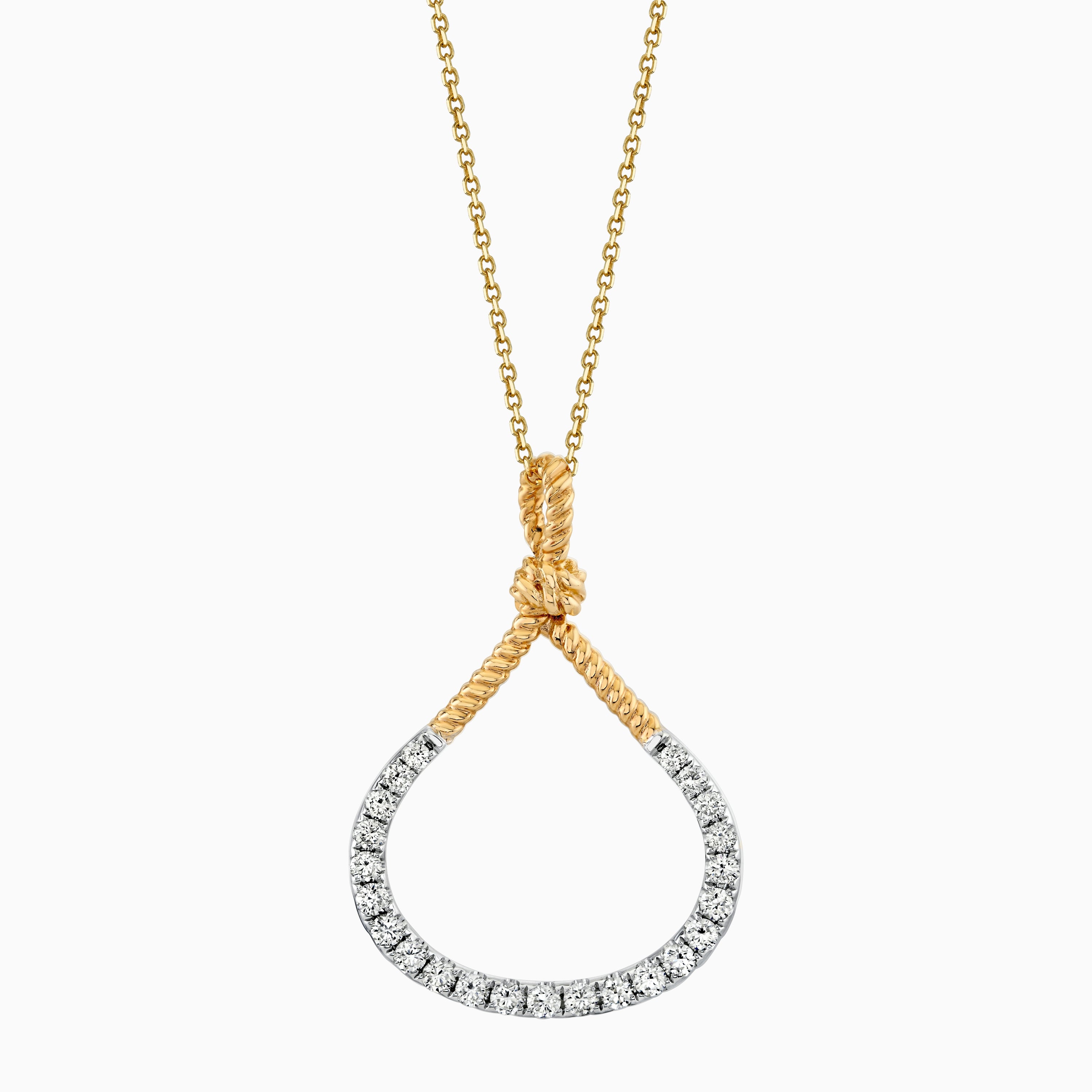 Two Tone Diamond Rope Tear Drop Necklace