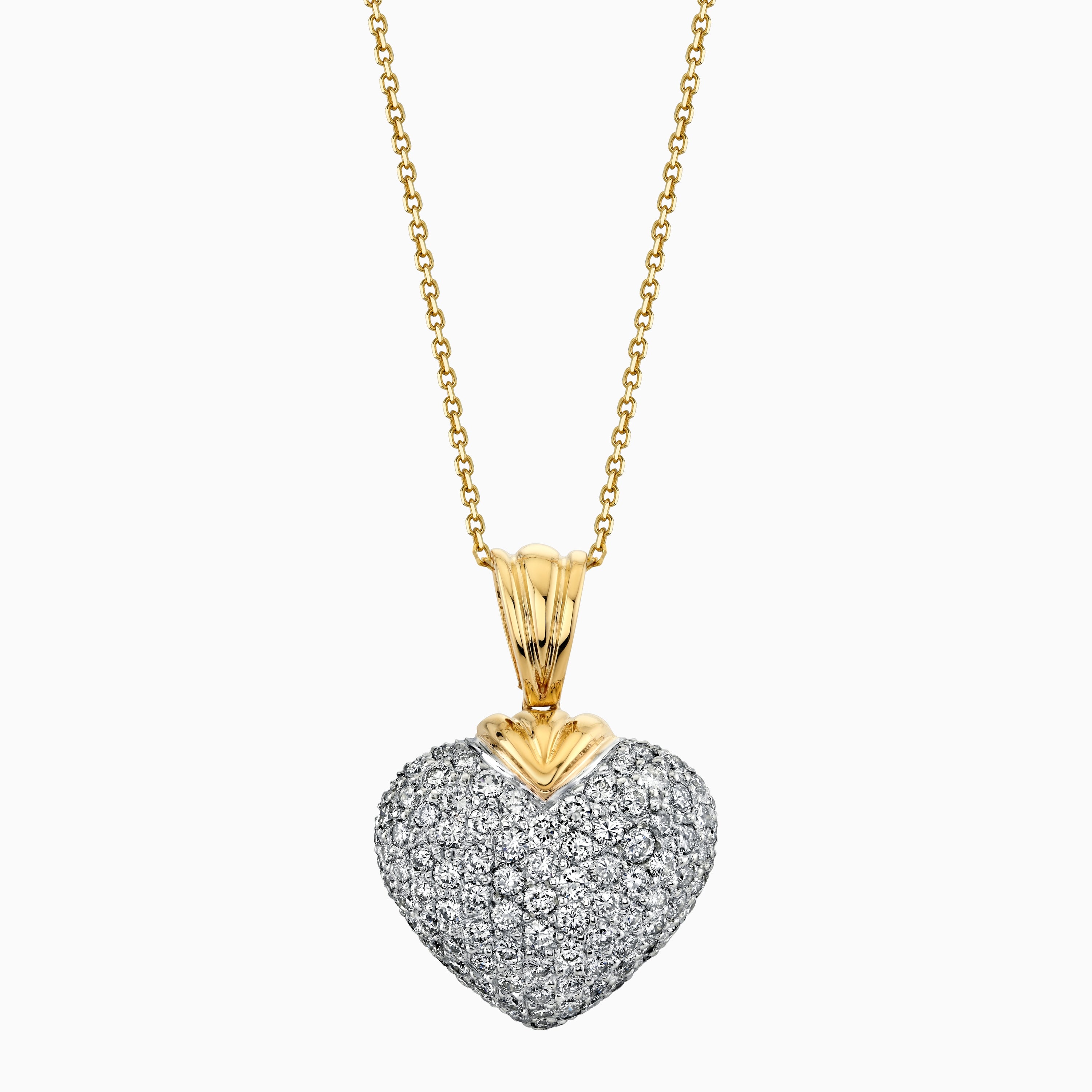 Two Tone Pave Diamond Heart Pendant
