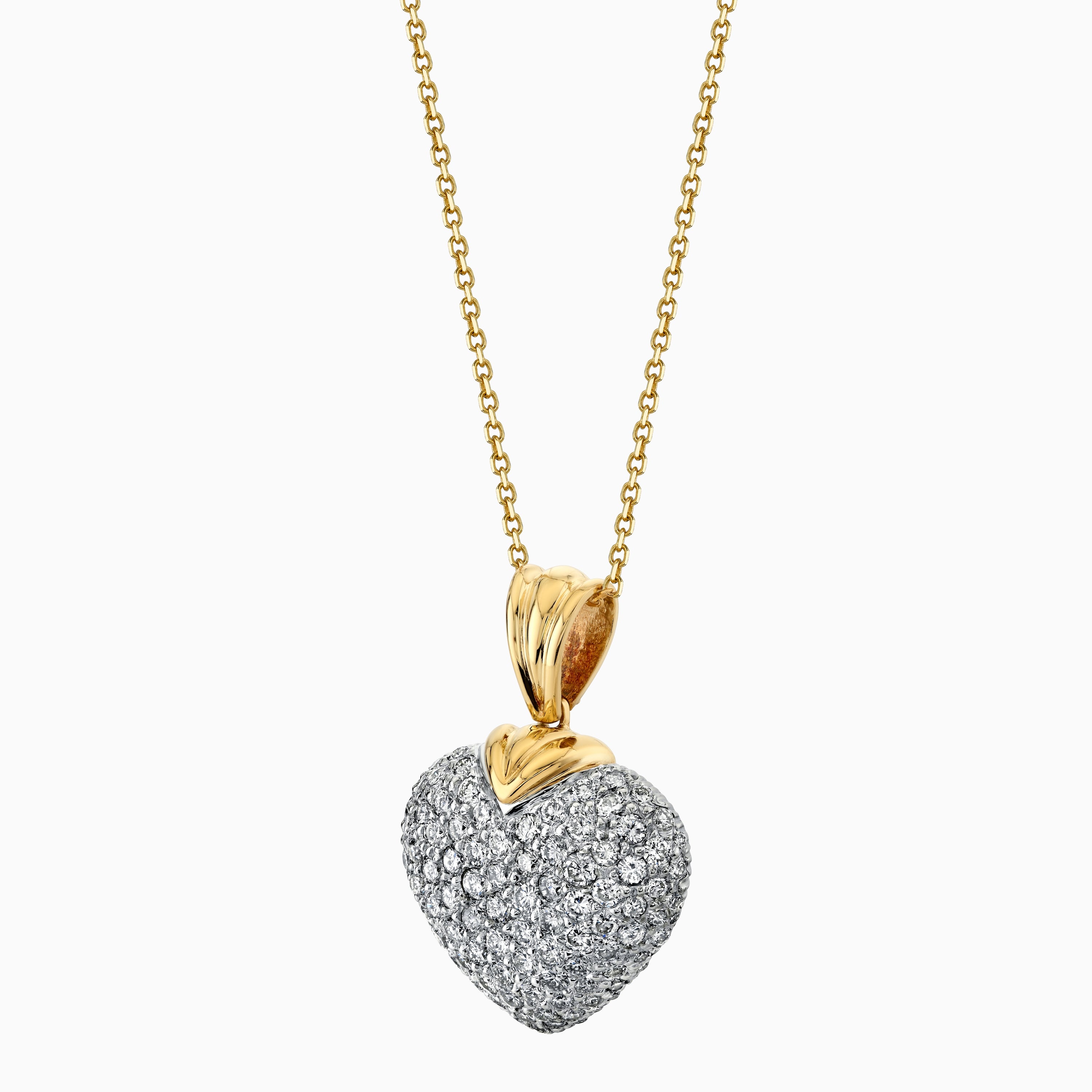 Two Tone Pave Diamond Heart Pendant