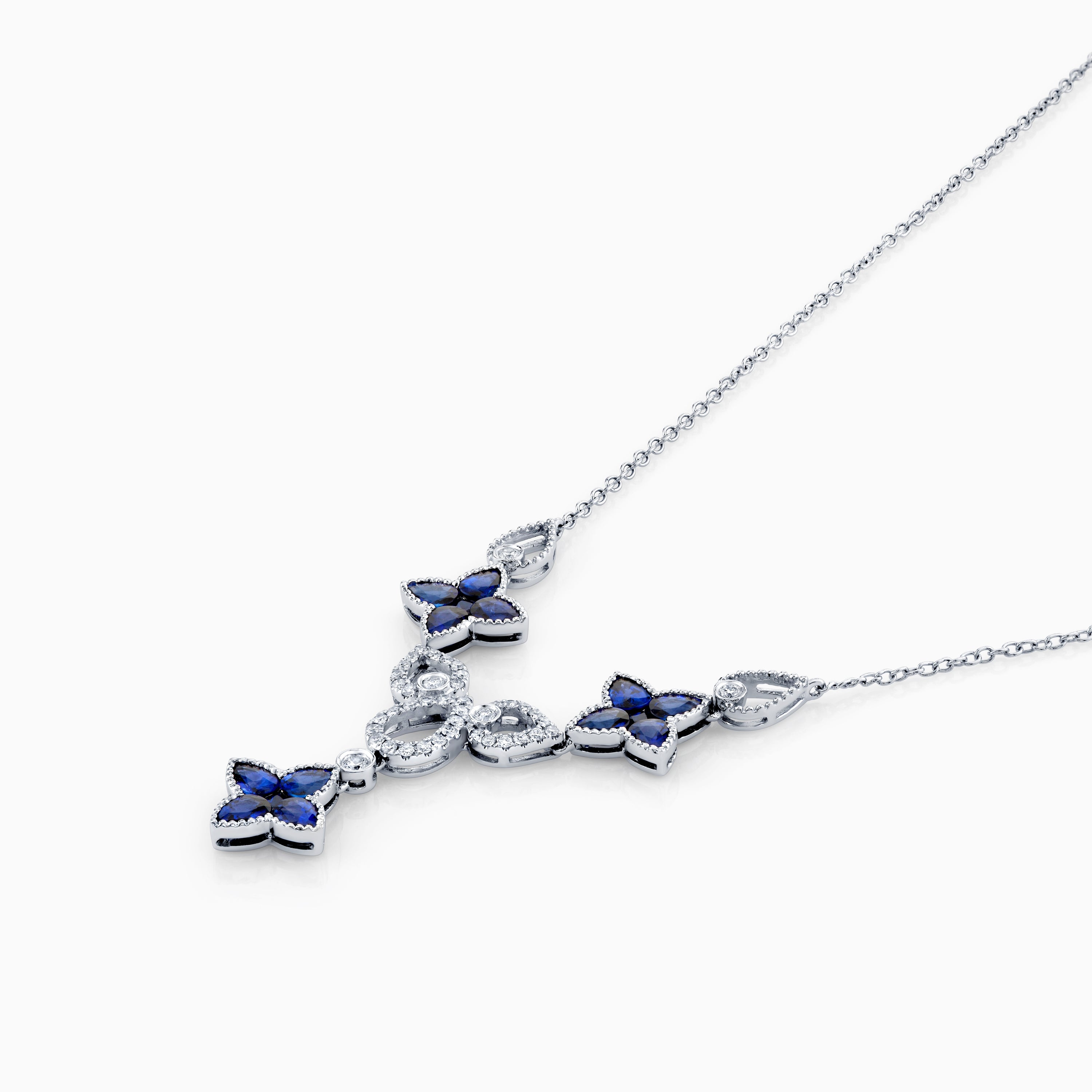 Sapphire & Diamond Clover Necklace
