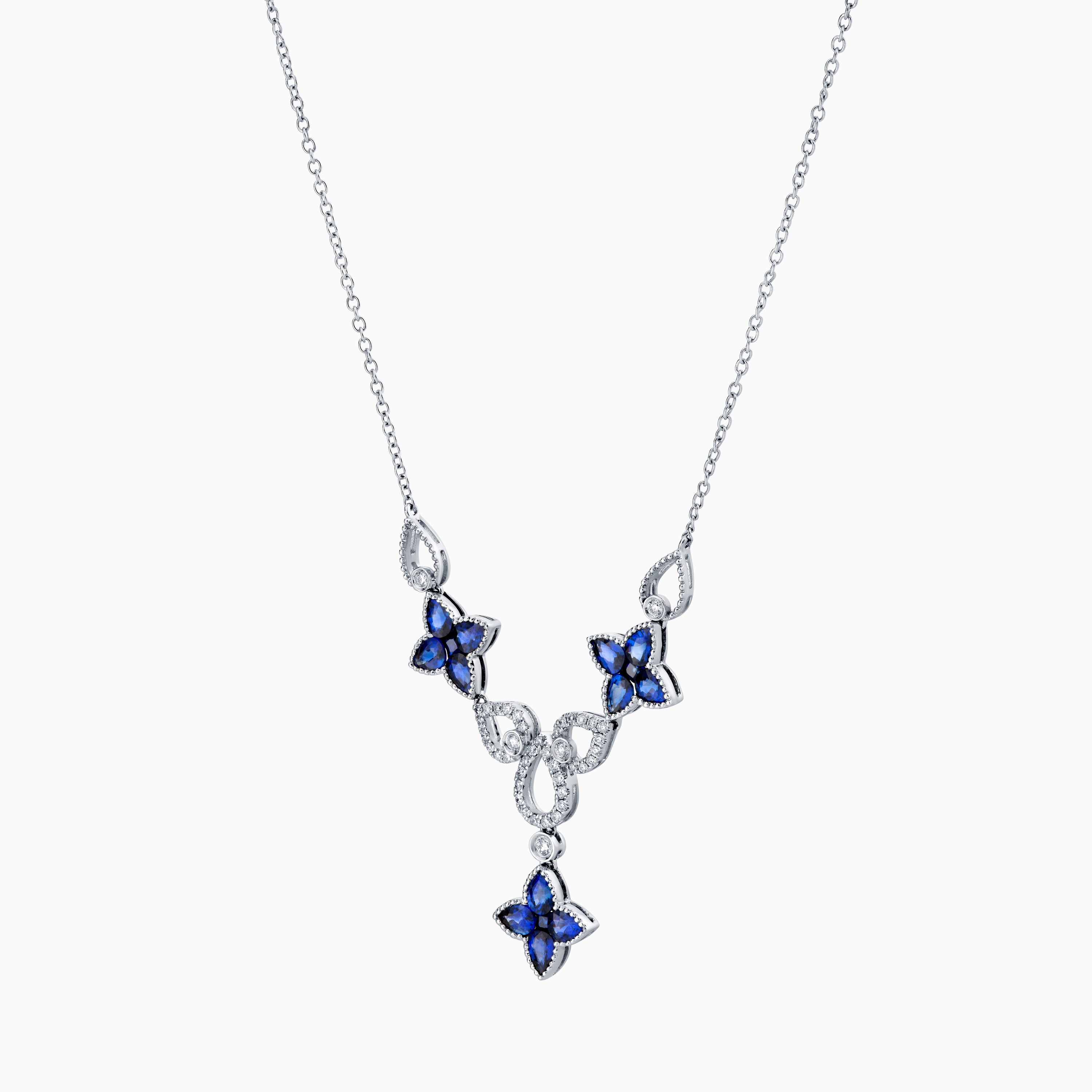 Sapphire & Diamond Clover Necklace
