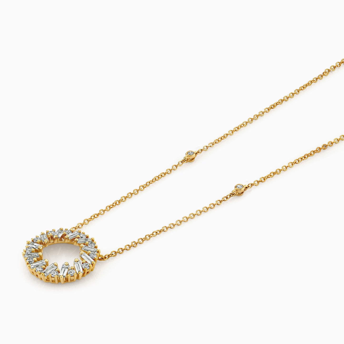 Diamond Baguette Circle Necklace