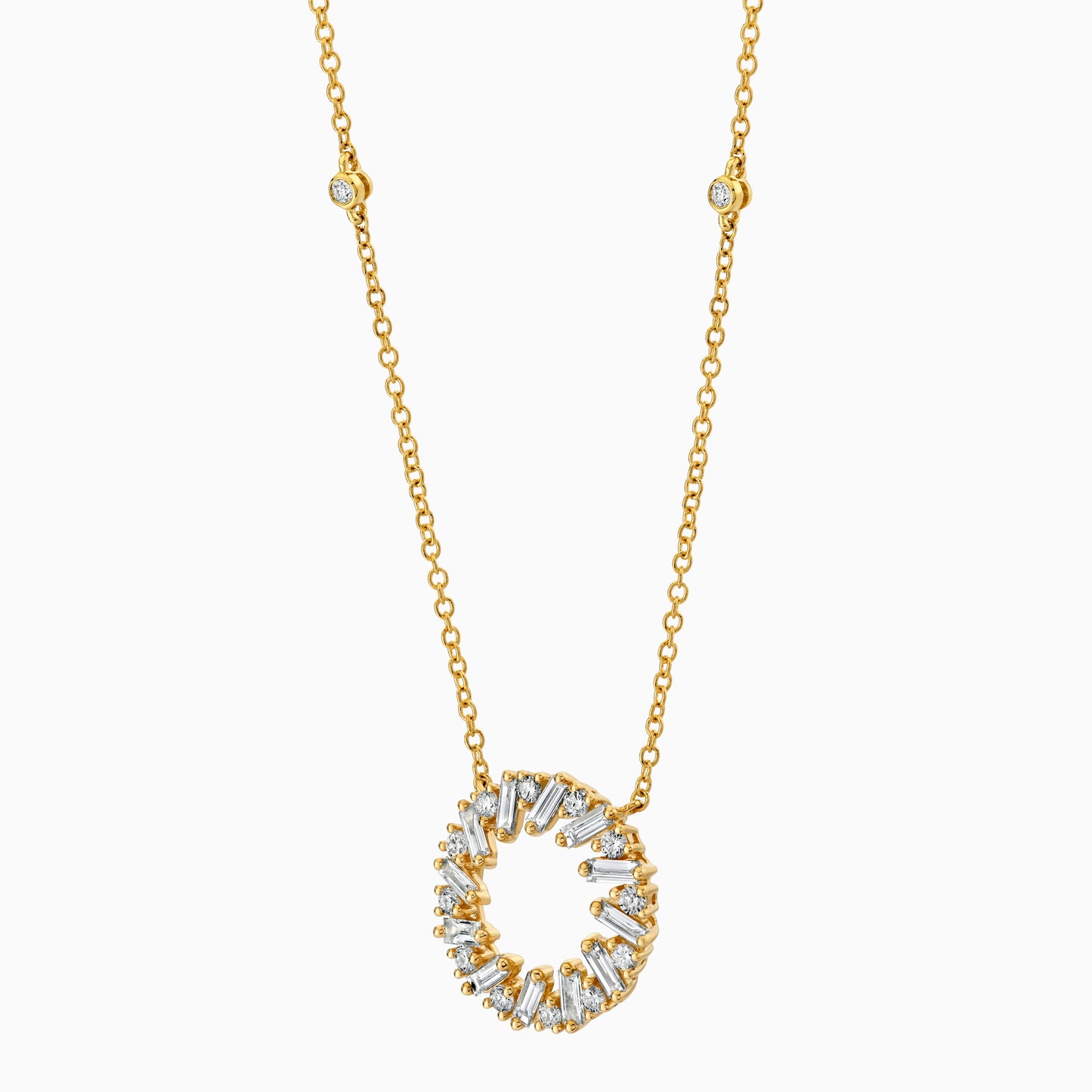 Diamond Baguette Circle Necklace