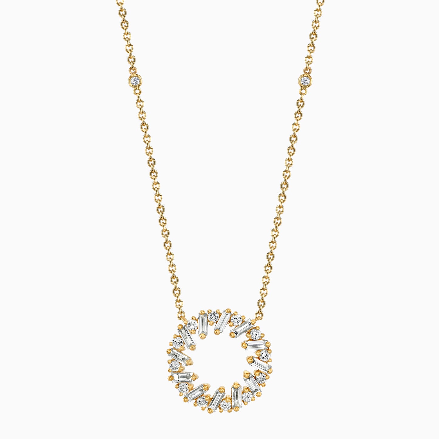 Diamond Baguette Circle Necklace