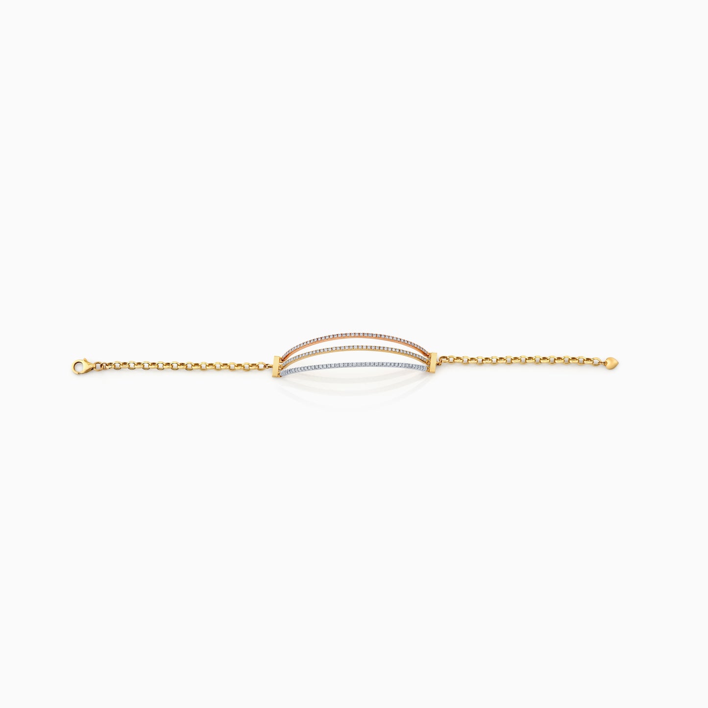 Tri-Color Triple Bar Diamond Bar Bracelet