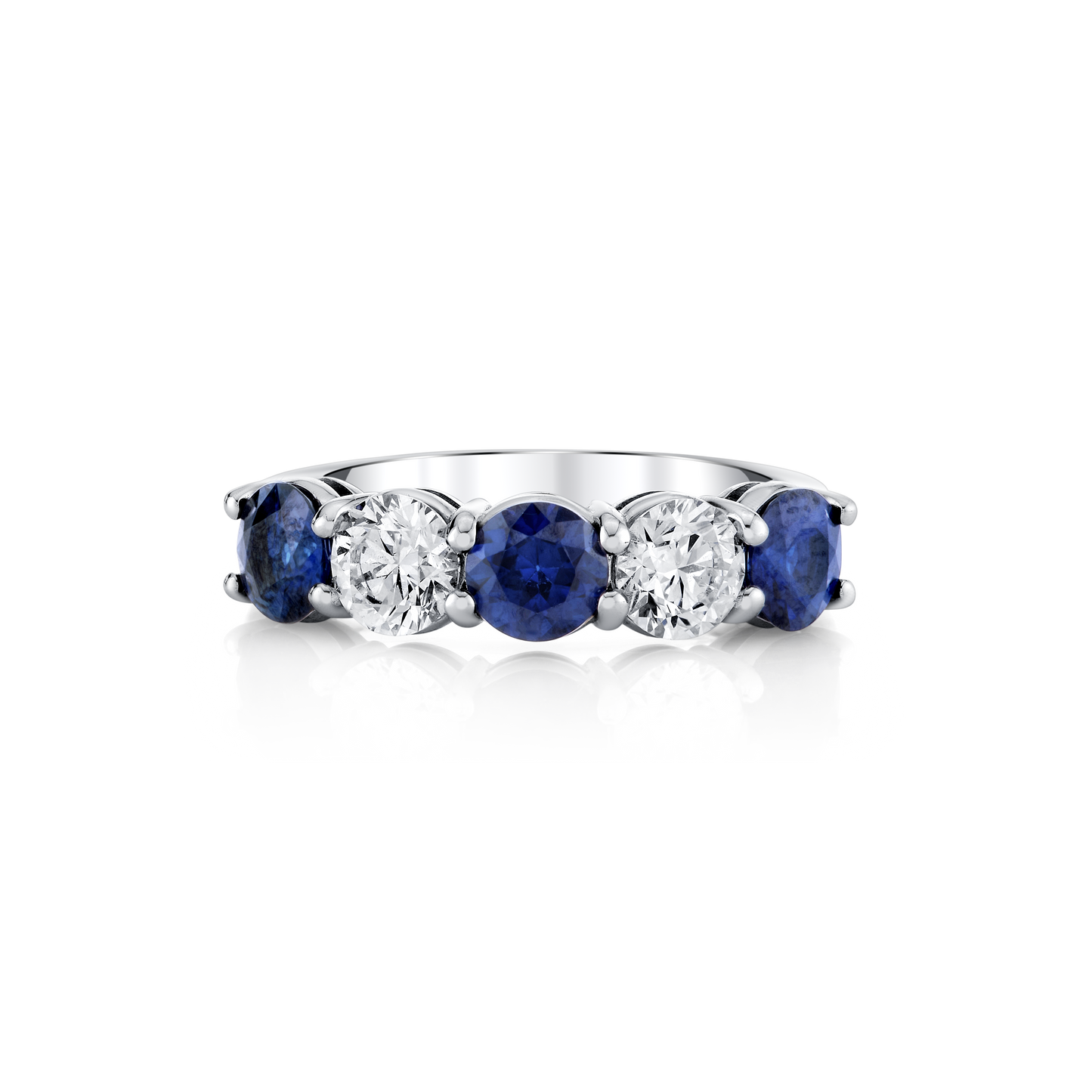 Round Sapphire & Diamond Five Stone Ring