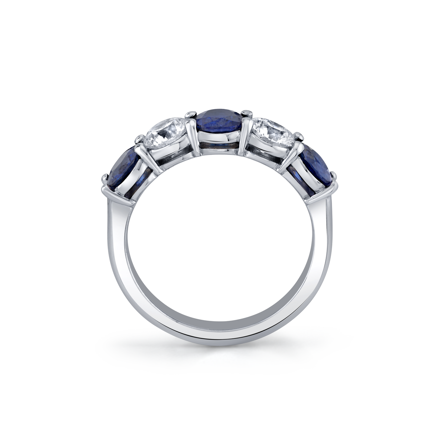 Round Sapphire & Diamond Five Stone Ring