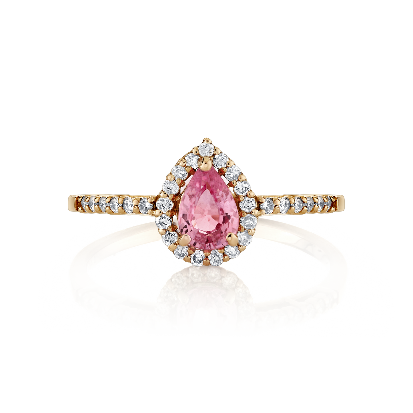 Pink Sapphire Pear Shape Halo Ring